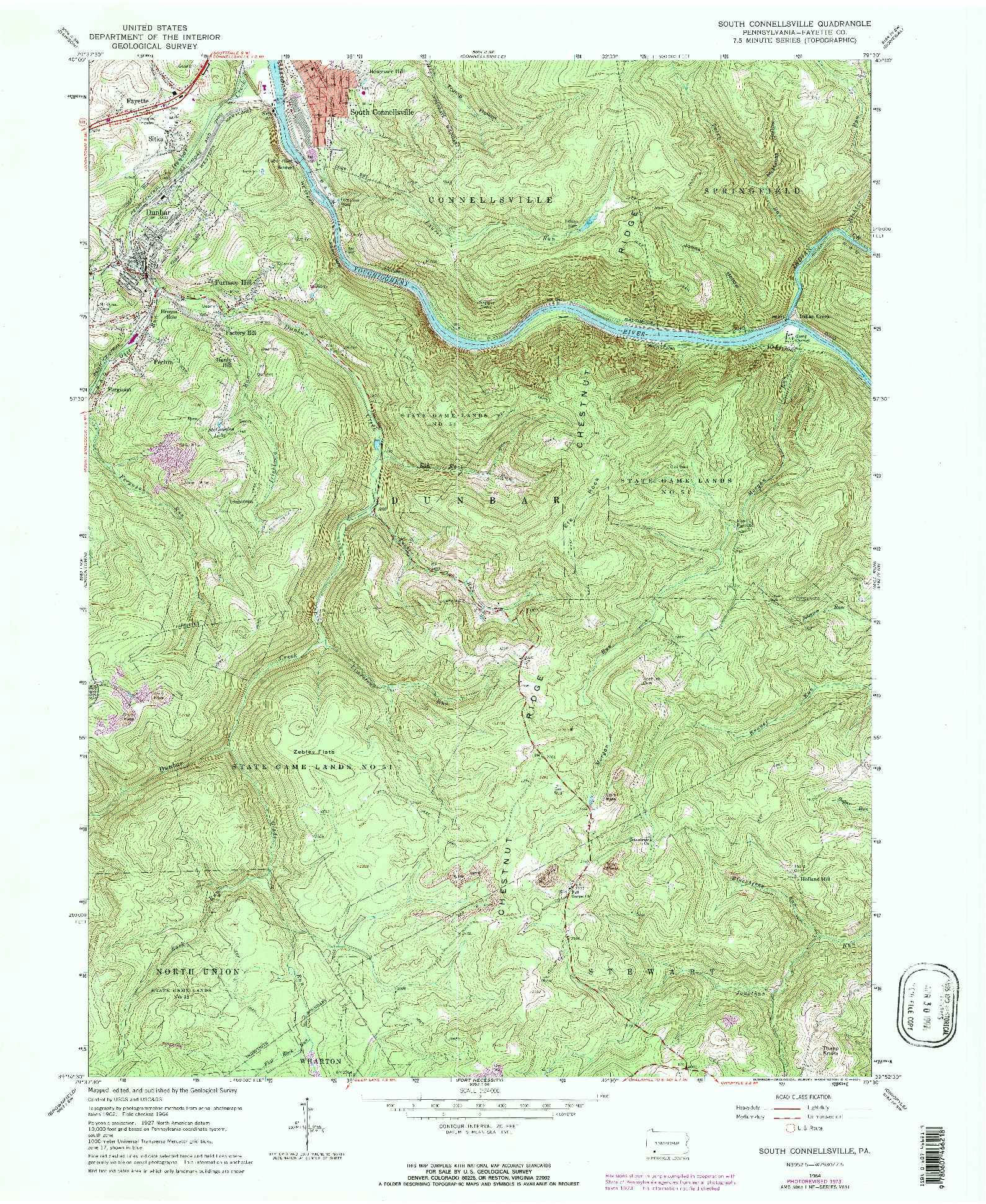 USGS 1:24000-SCALE QUADRANGLE FOR SOUTH CONNELLSVILLE, PA 1964