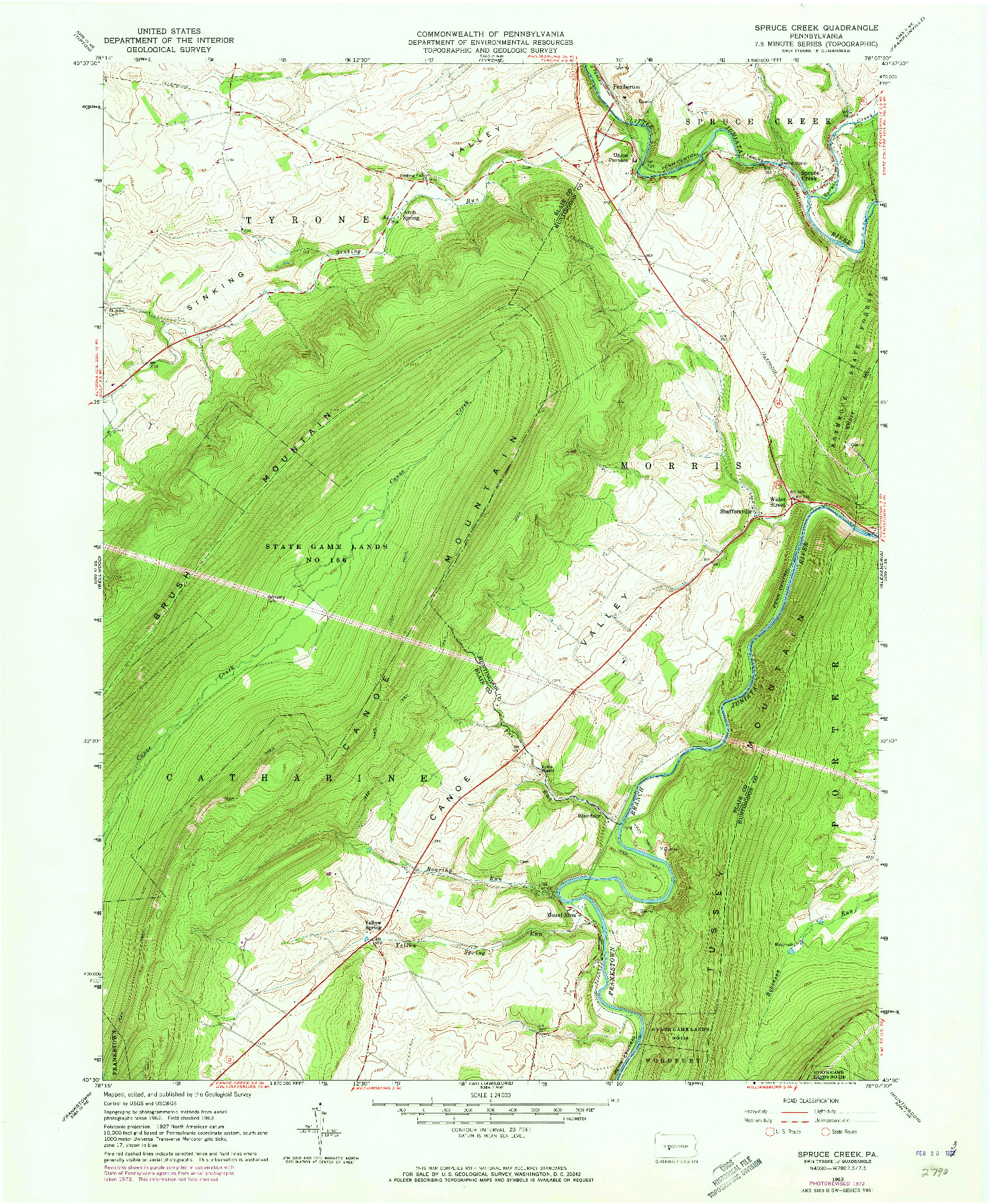 USGS 1:24000-SCALE QUADRANGLE FOR SPRUCE CREEK, PA 1963