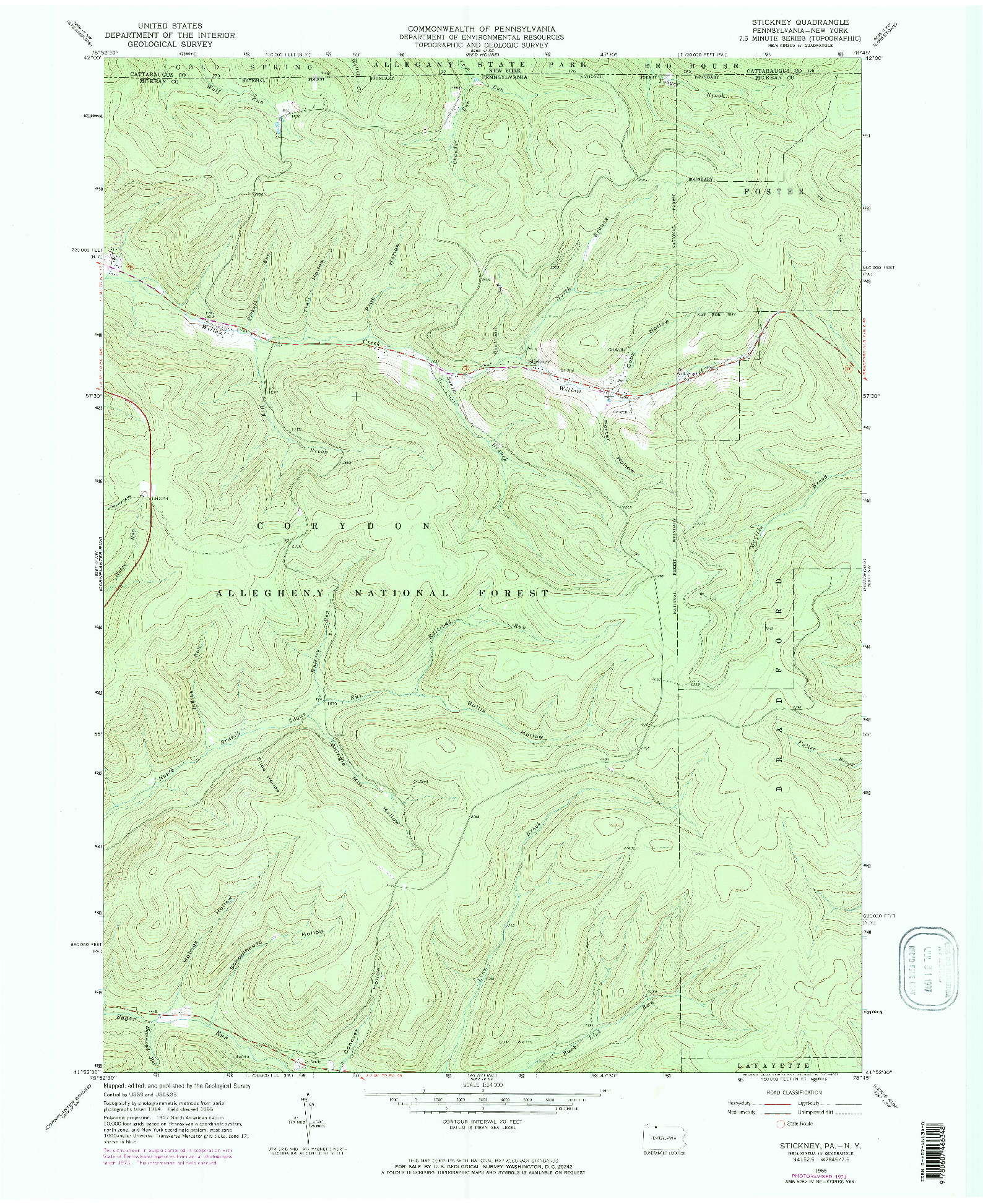 USGS 1:24000-SCALE QUADRANGLE FOR STICKNEY, PA 1966