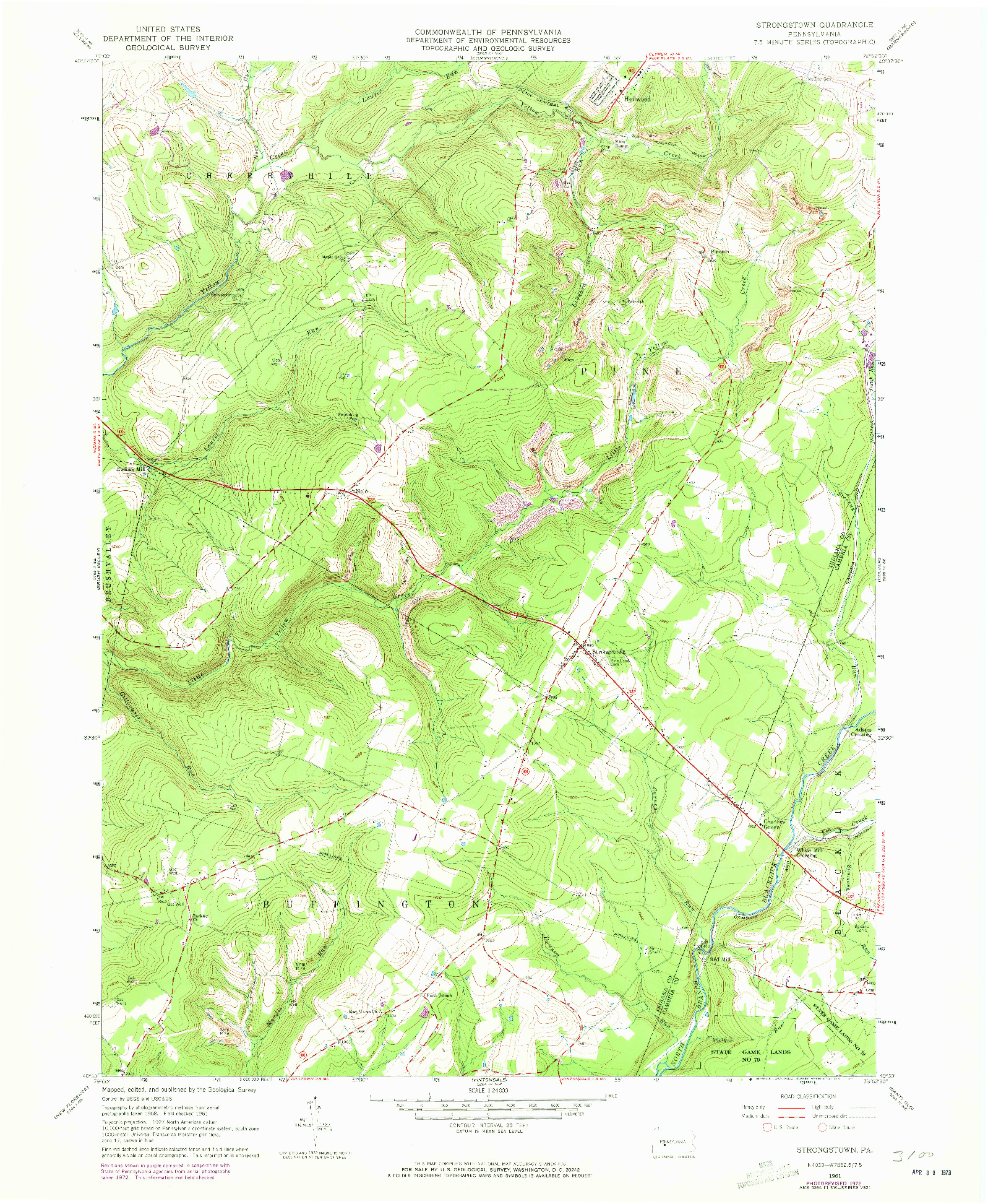 USGS 1:24000-SCALE QUADRANGLE FOR STRONGSTOWN, PA 1961