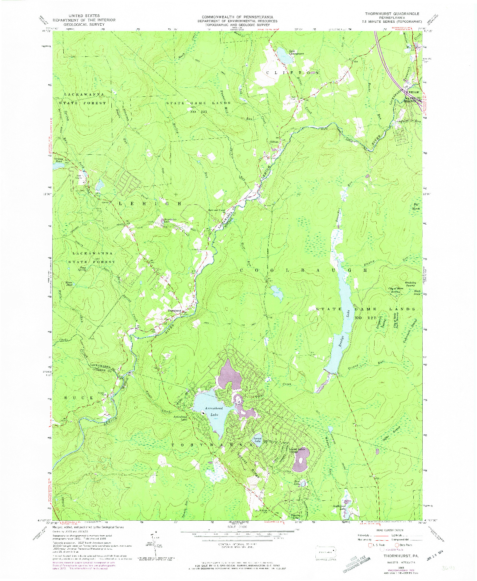 USGS 1:24000-SCALE QUADRANGLE FOR THORNHURST, PA 1965