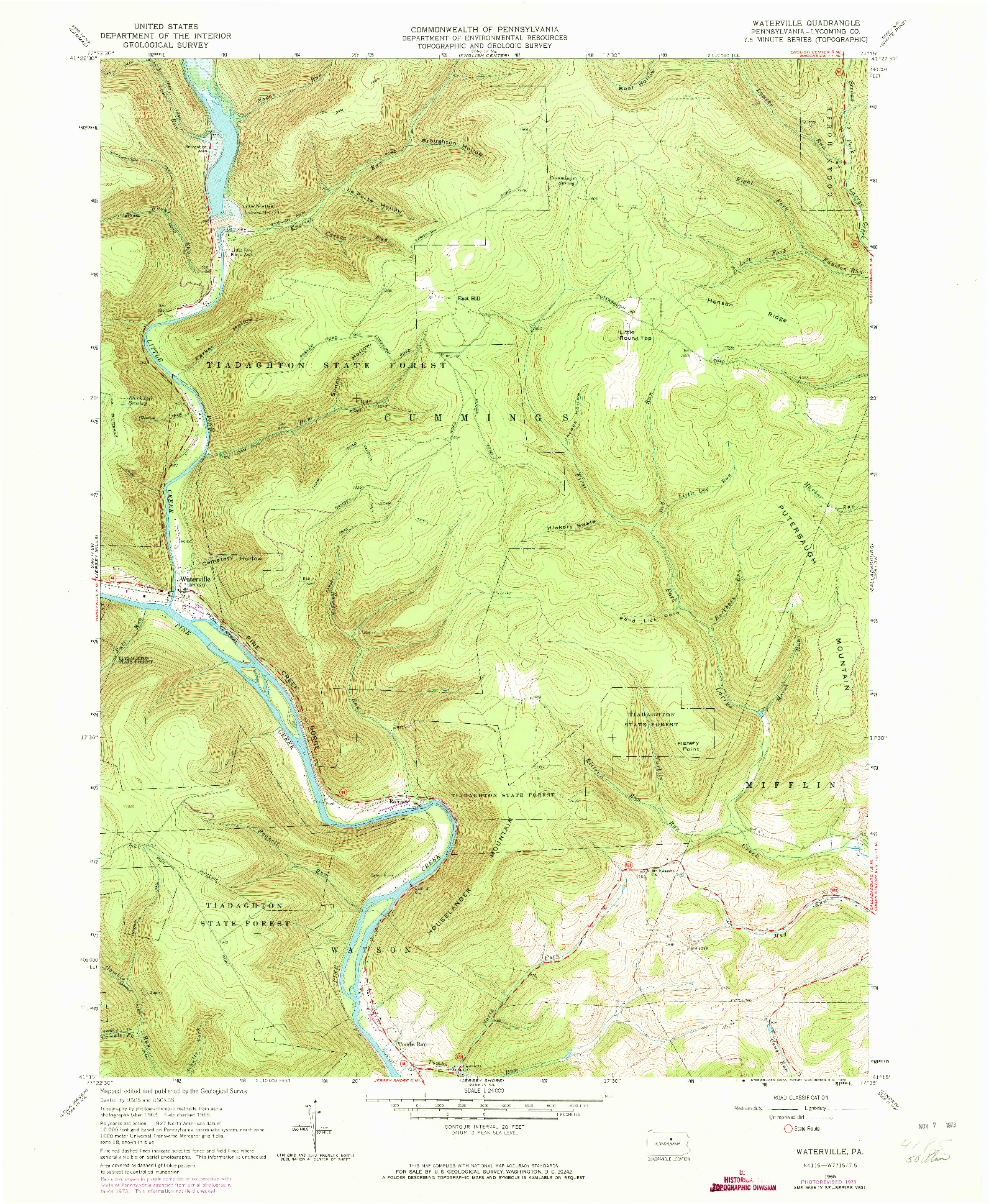 USGS 1:24000-SCALE QUADRANGLE FOR WATERVILLE, PA 1935