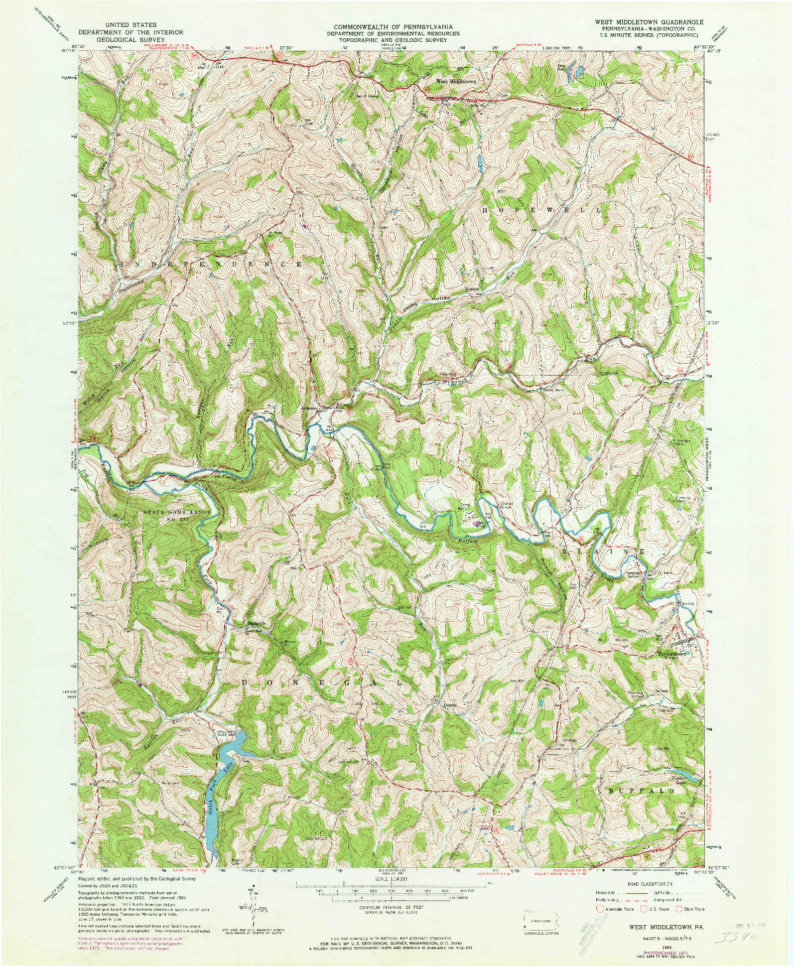 USGS 1:24000-SCALE QUADRANGLE FOR WEST MIDDLETOWN, PA 1964