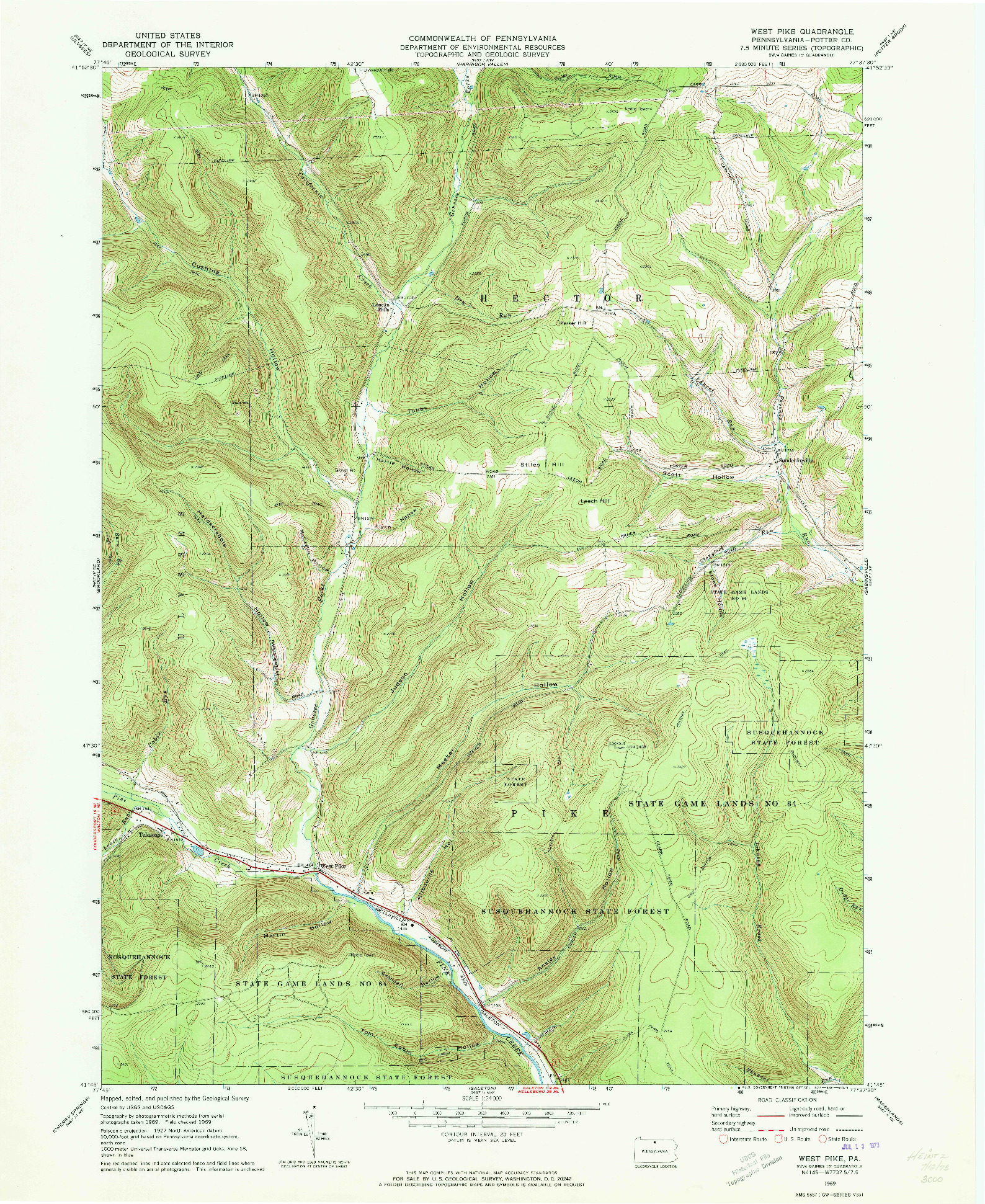 USGS 1:24000-SCALE QUADRANGLE FOR WEST PIKE, PA 1969