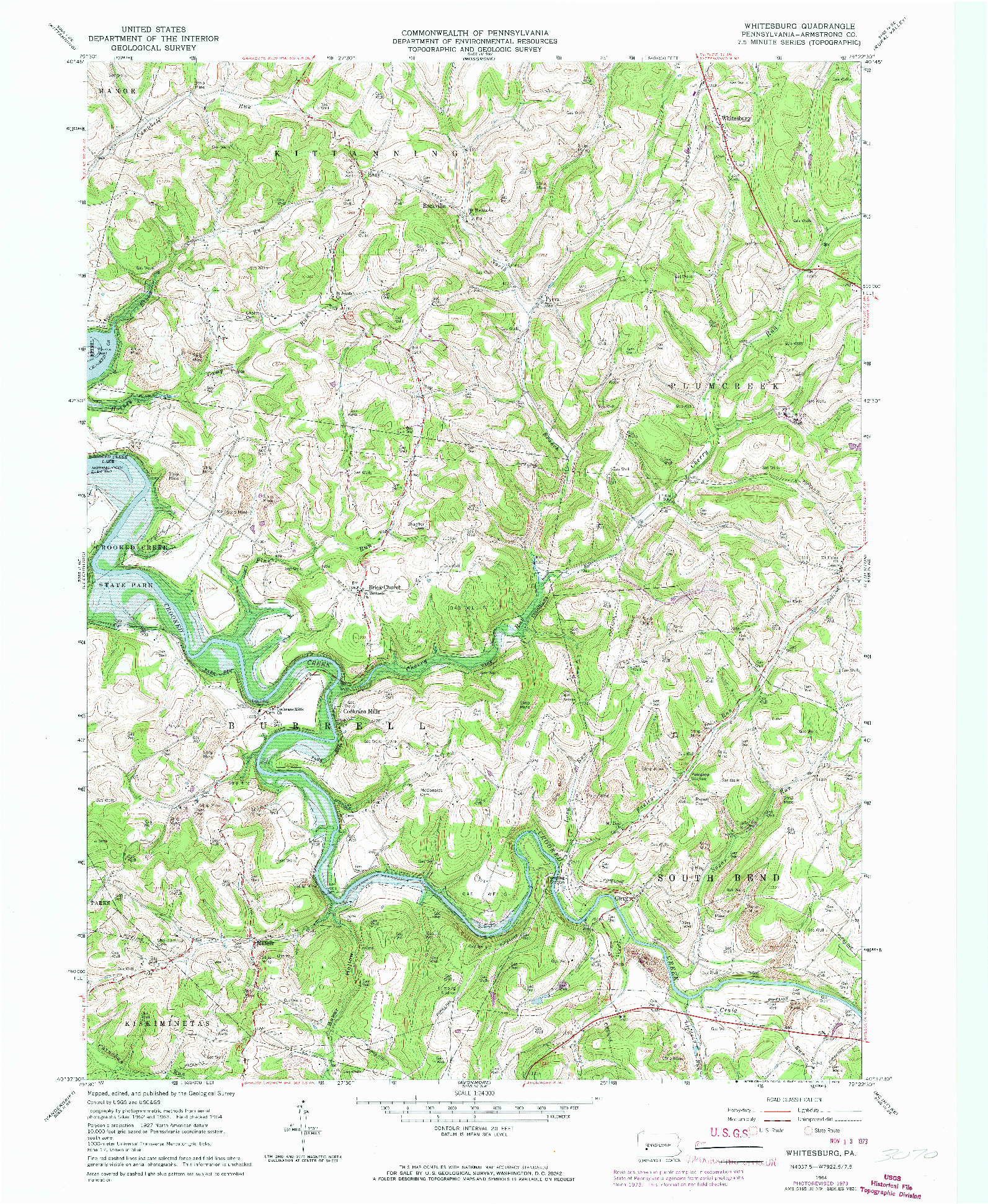 USGS 1:24000-SCALE QUADRANGLE FOR WHITESBURG, PA 1964