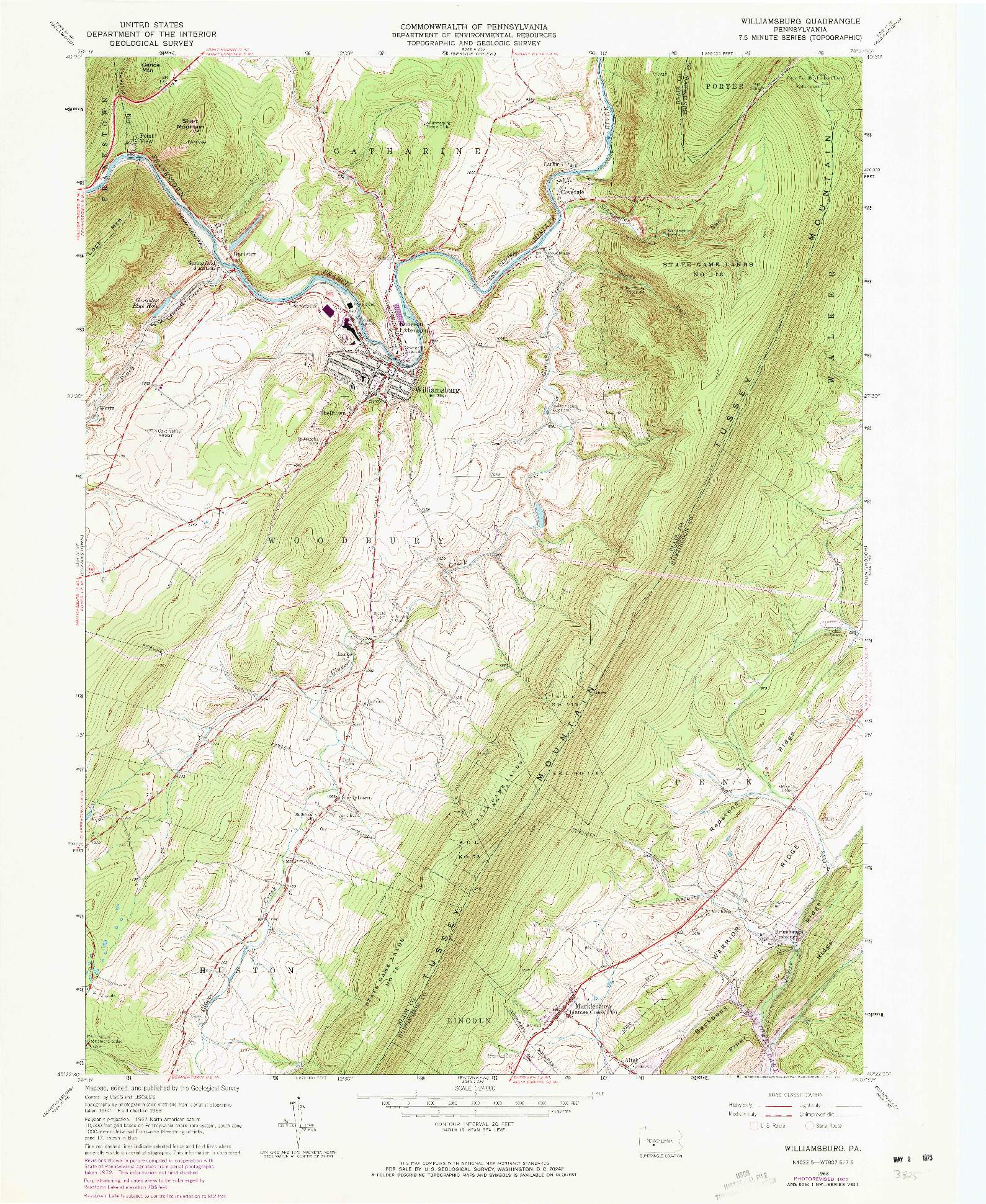 USGS 1:24000-SCALE QUADRANGLE FOR WILLIAMSBURG, PA 1963