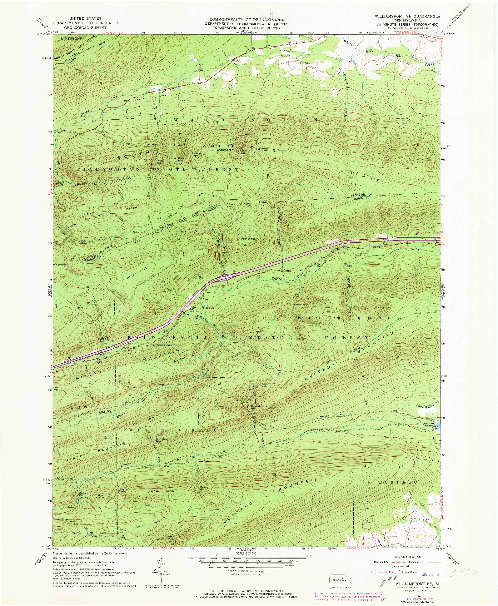 USGS 1:24000-SCALE QUADRANGLE FOR WILLIAMSPORT SE, PA 1965