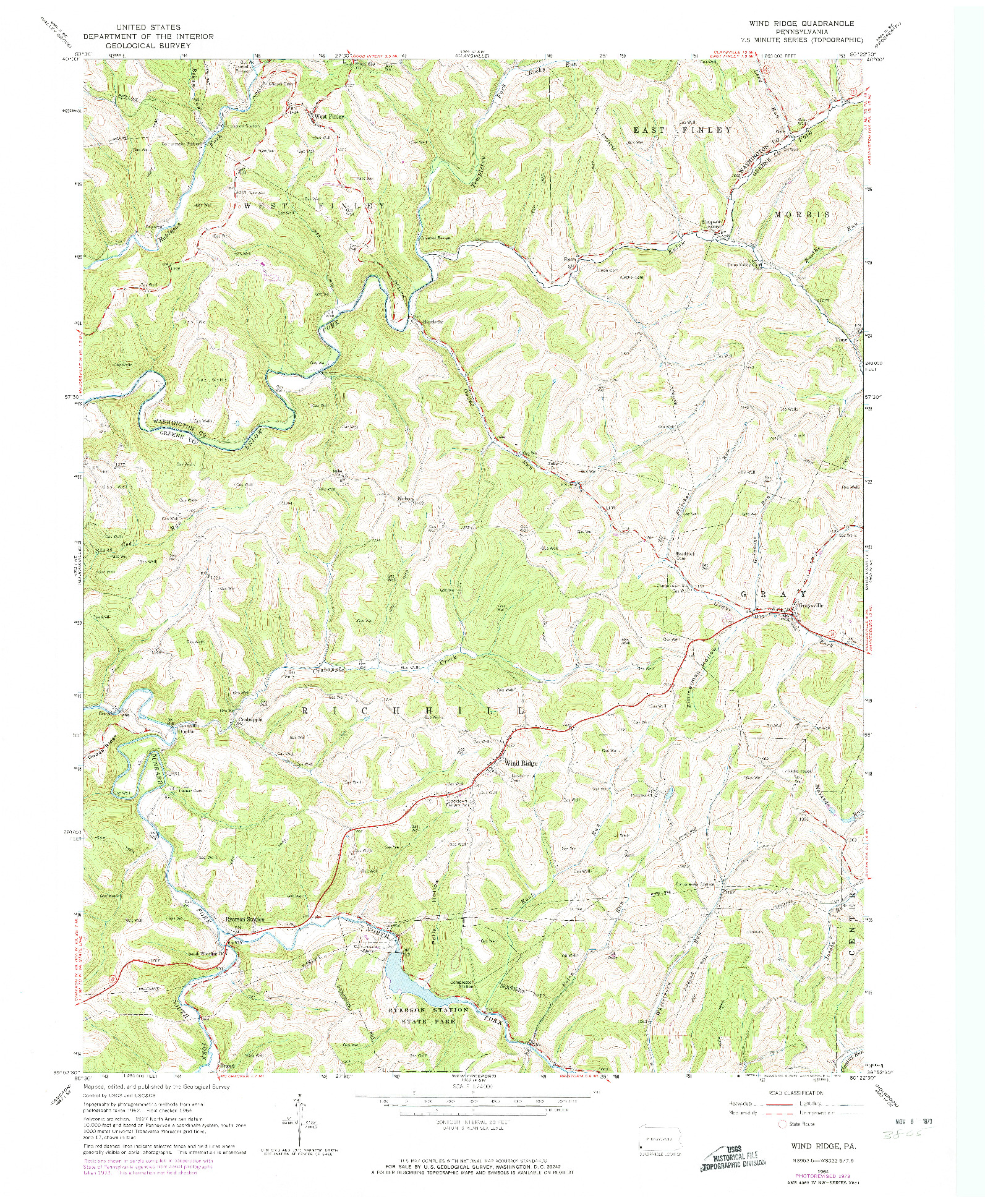 USGS 1:24000-SCALE QUADRANGLE FOR WIND RIDGE, PA 1964