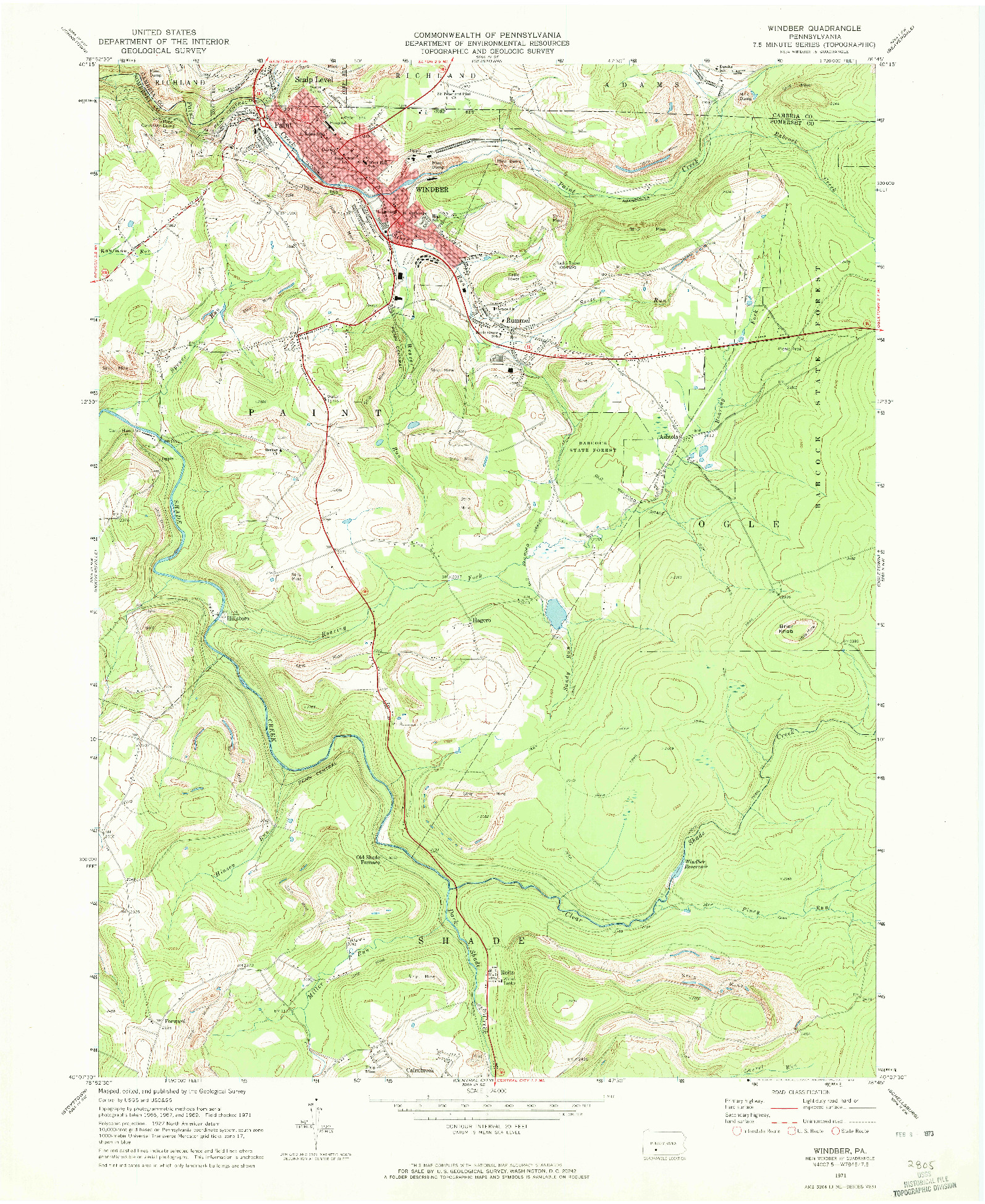 USGS 1:24000-SCALE QUADRANGLE FOR WINDBER, PA 1971