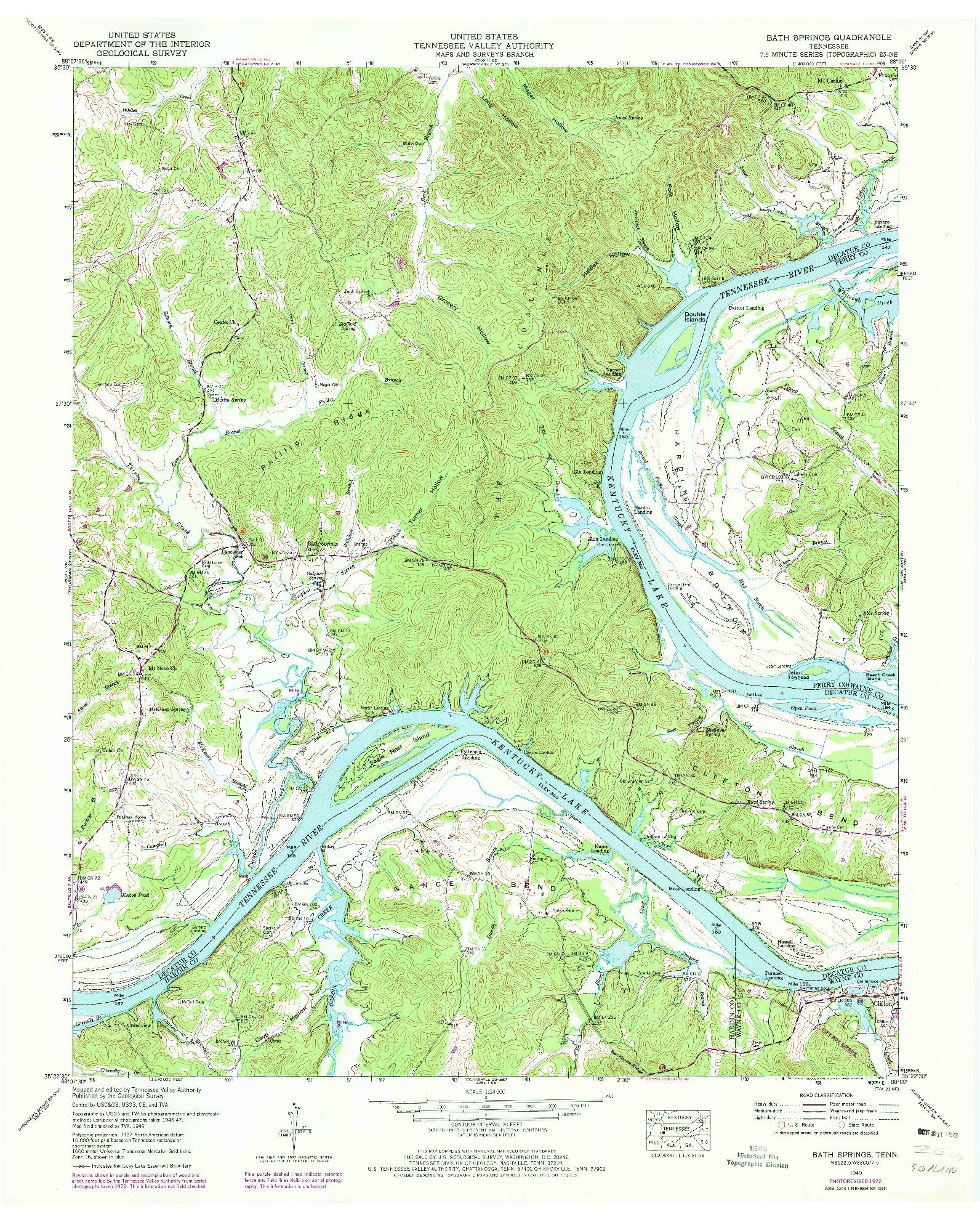 USGS 1:24000-SCALE QUADRANGLE FOR BATH SPRINGS, TN 1949