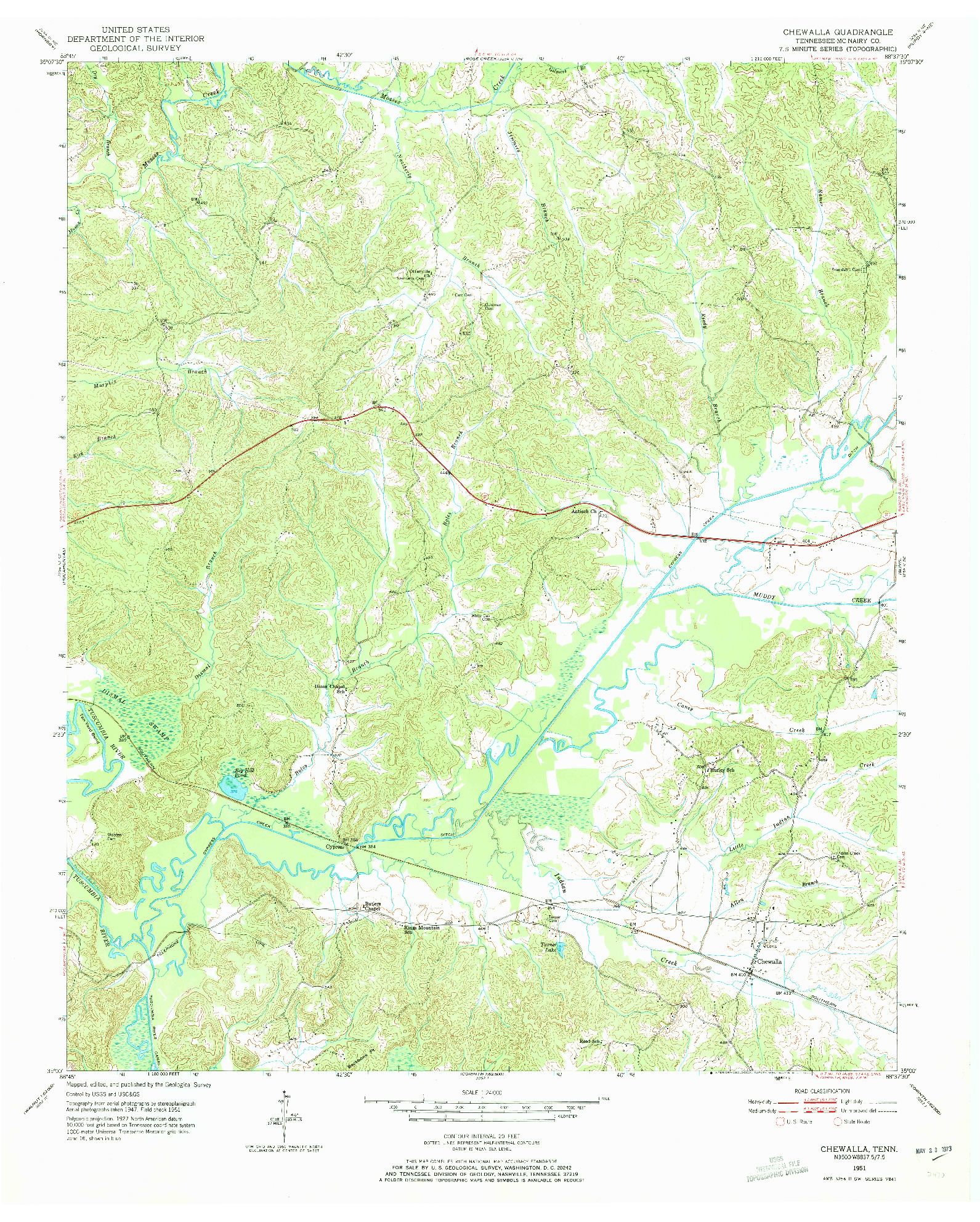 USGS 1:24000-SCALE QUADRANGLE FOR CHEWALLA, TN 1951