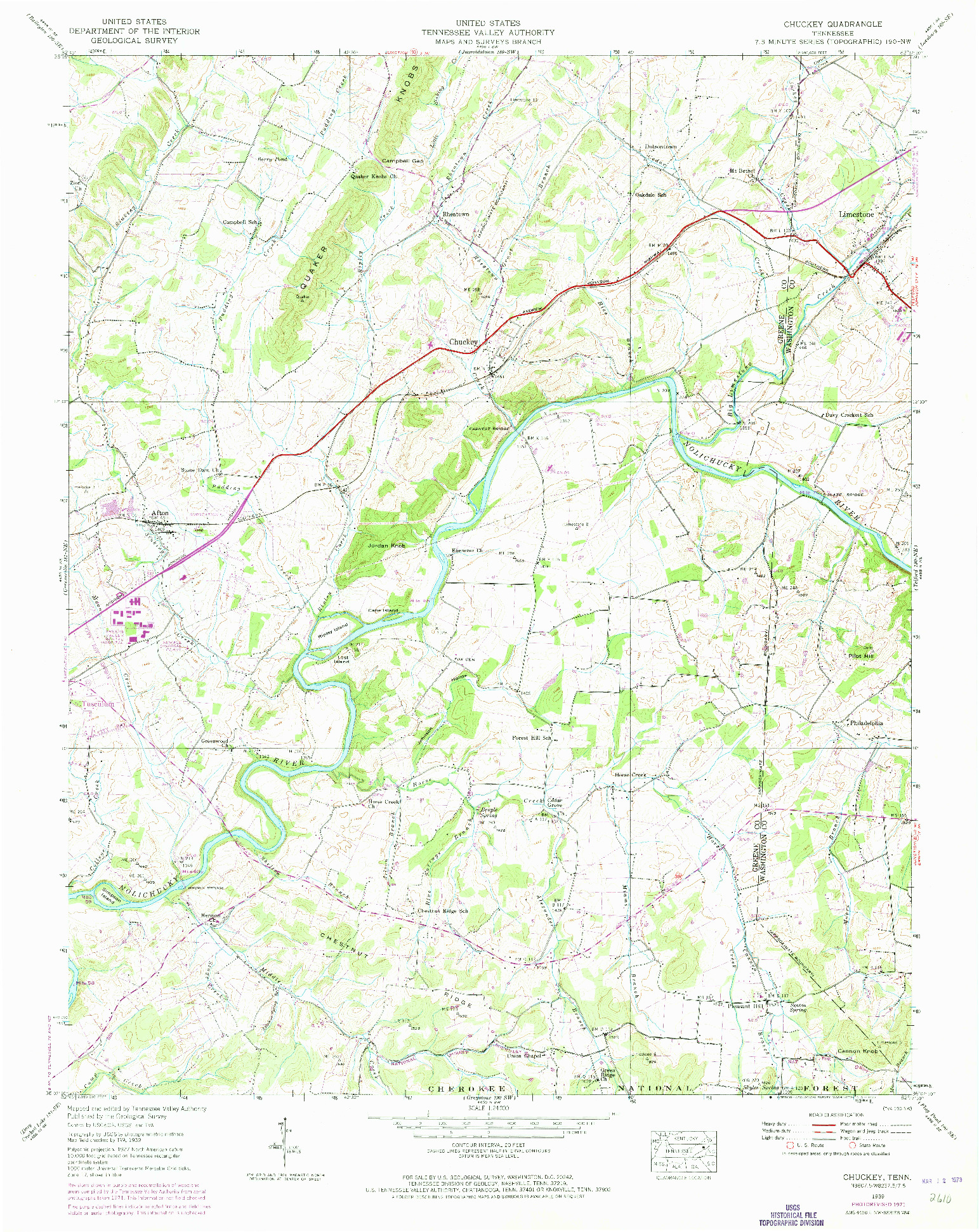 USGS 1:24000-SCALE QUADRANGLE FOR CHUCKEY, TN 1939