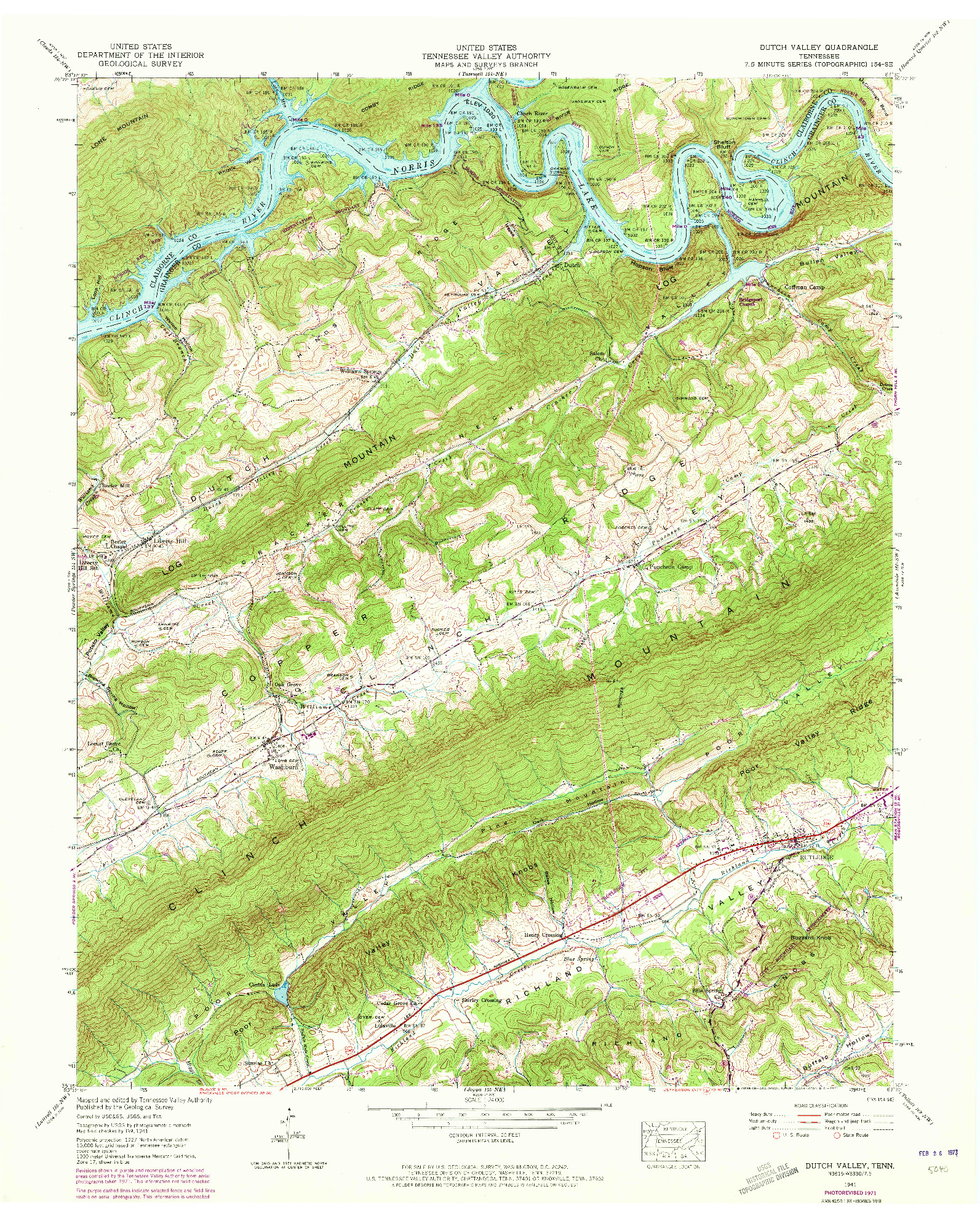 USGS 1:24000-SCALE QUADRANGLE FOR DUTCH VALLEY, TN 1941