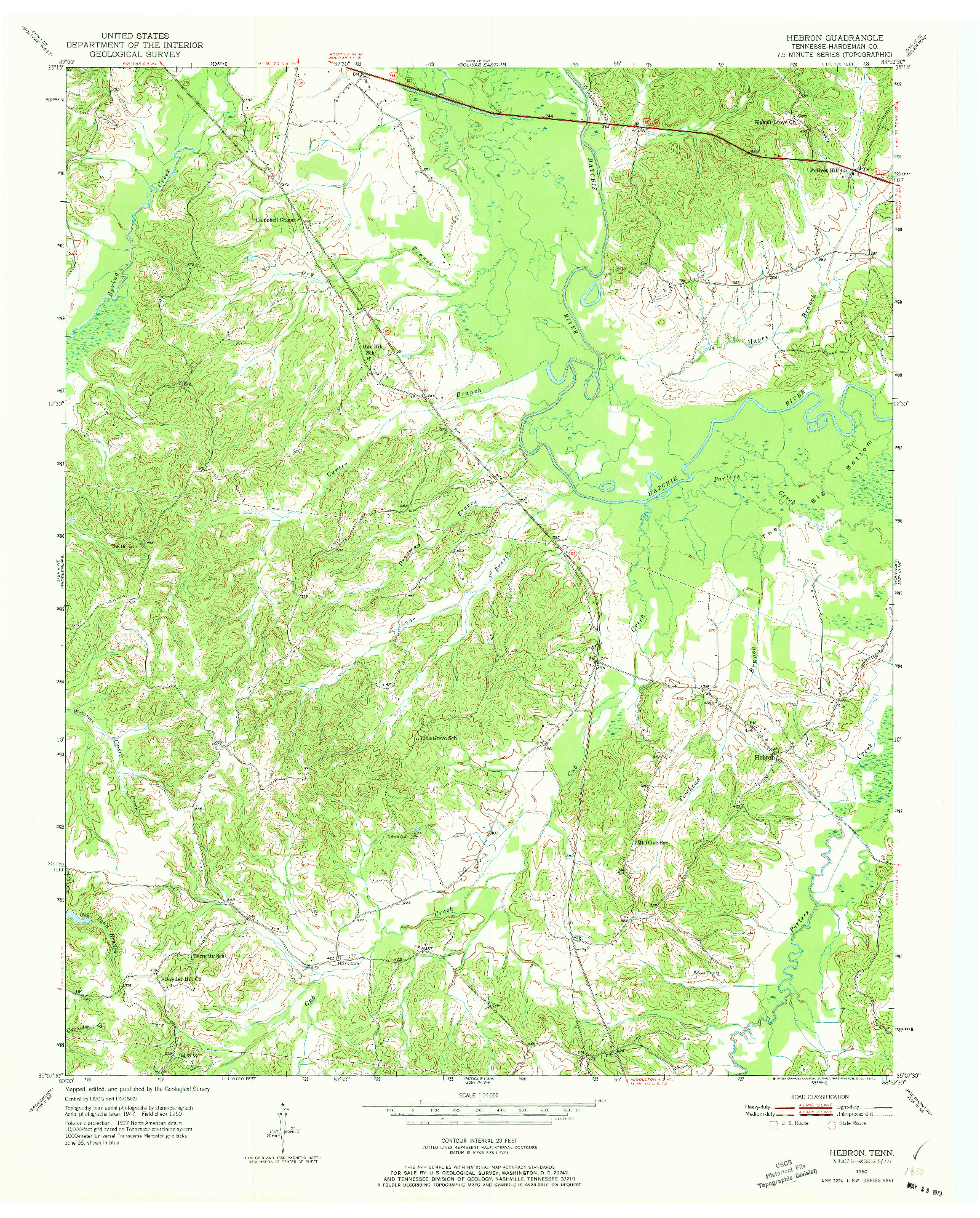 USGS 1:24000-SCALE QUADRANGLE FOR HEBRON, TN 1950