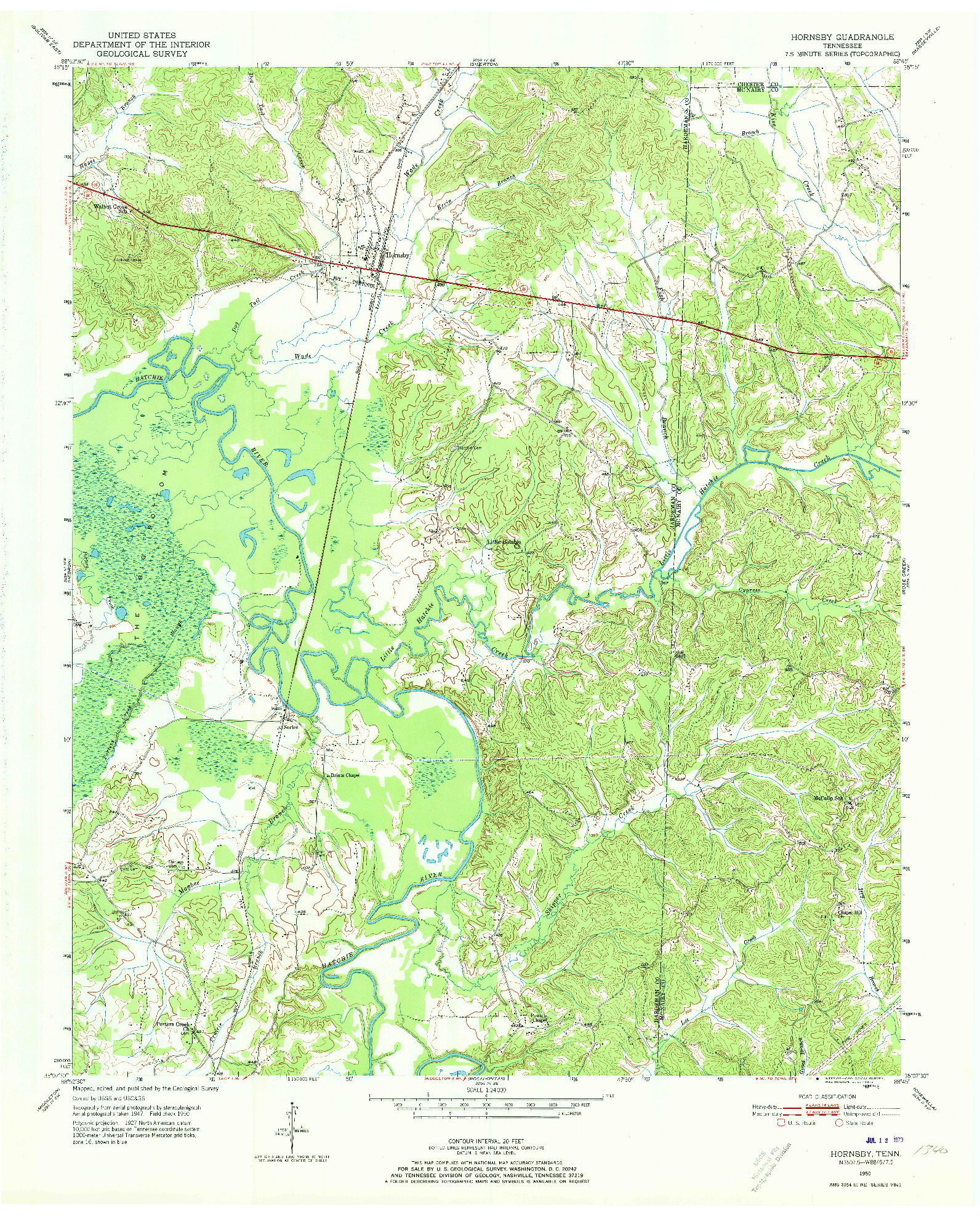 USGS 1:24000-SCALE QUADRANGLE FOR HORNSBY, TN 1950