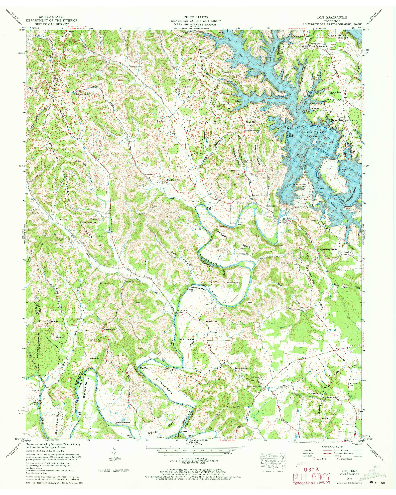 USGS 1:24000-SCALE QUADRANGLE FOR LOIS, TN 1972