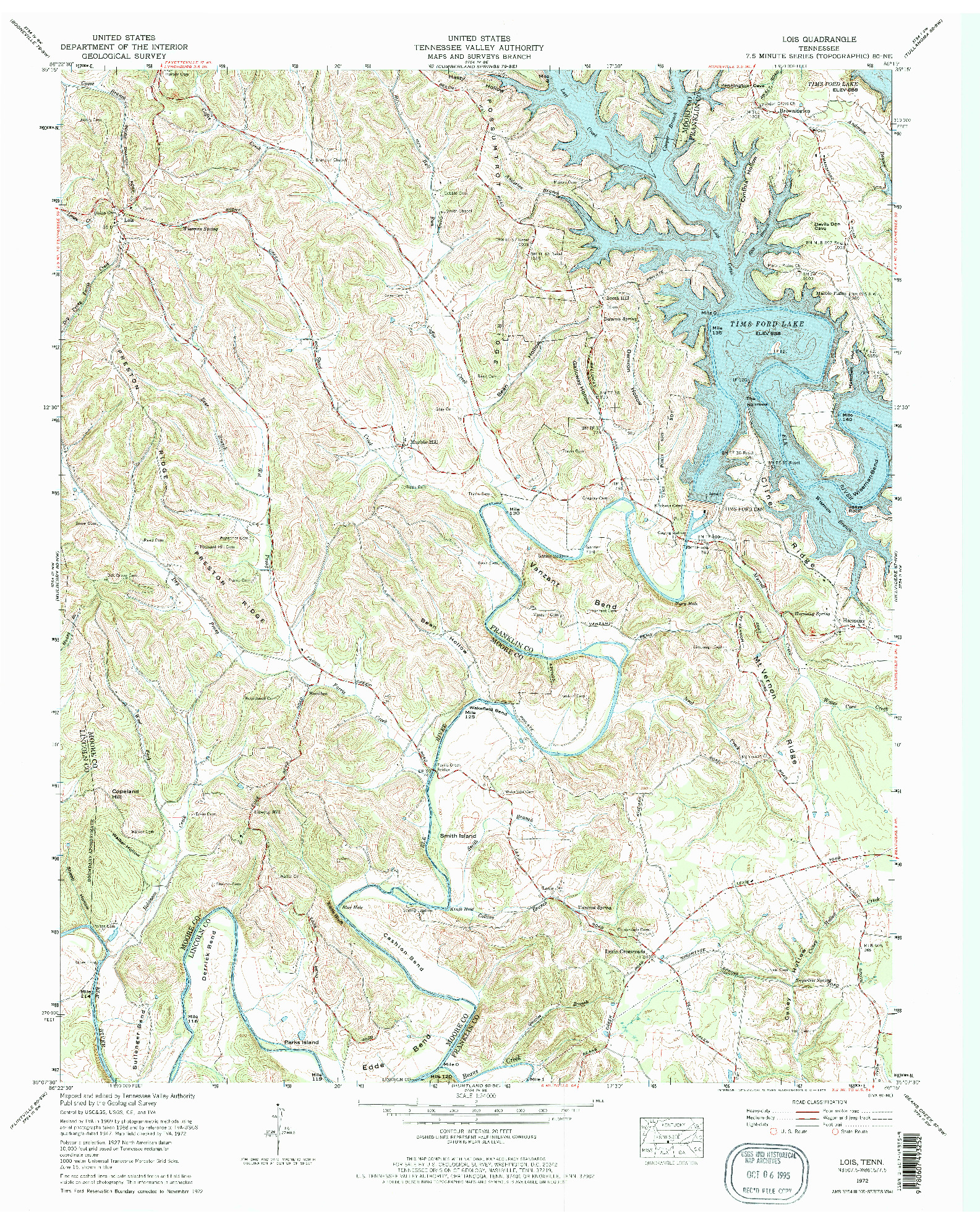 USGS 1:24000-SCALE QUADRANGLE FOR LOIS, TN 1972