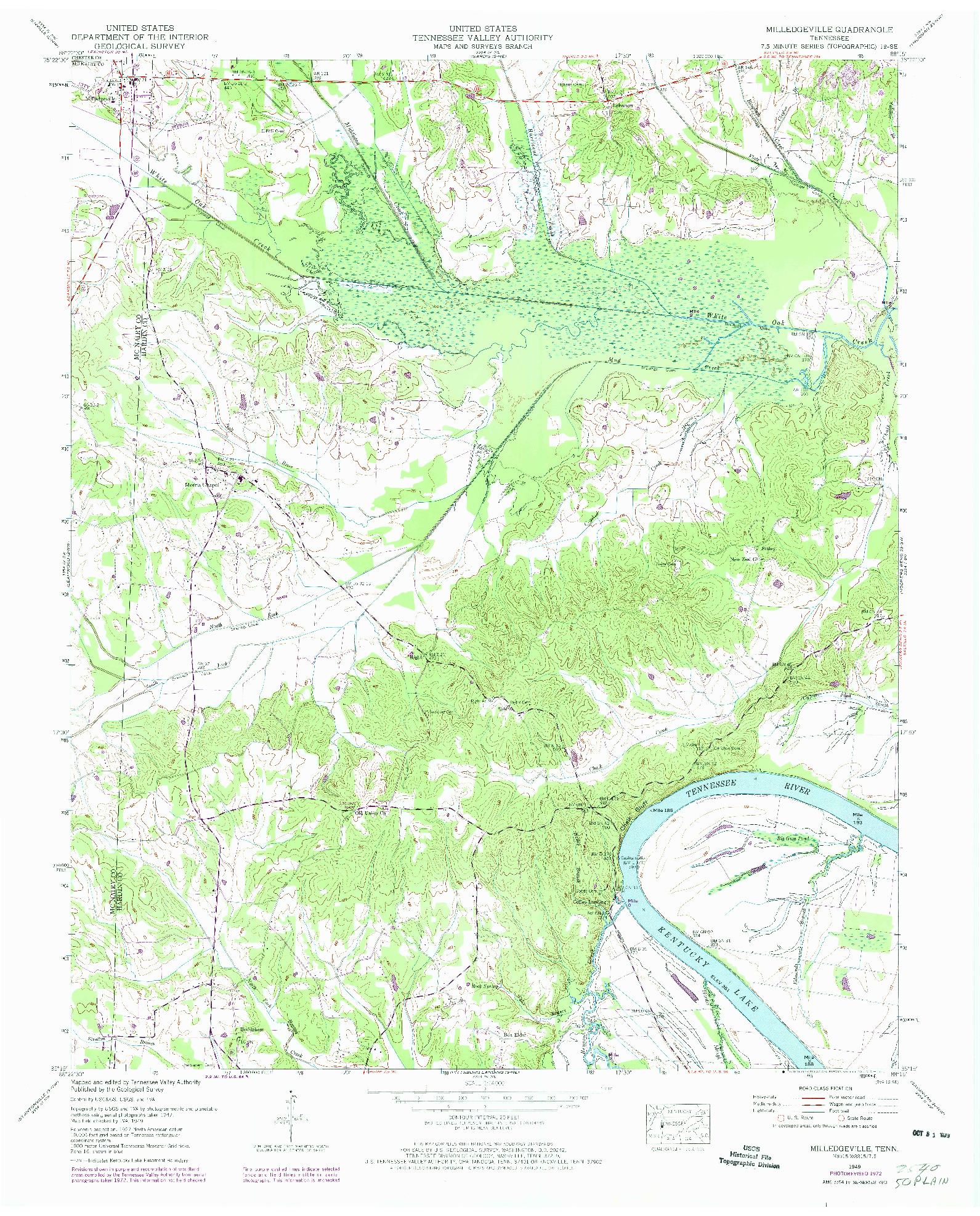 USGS 1:24000-SCALE QUADRANGLE FOR MILLEDGEVILLE, TN 1949