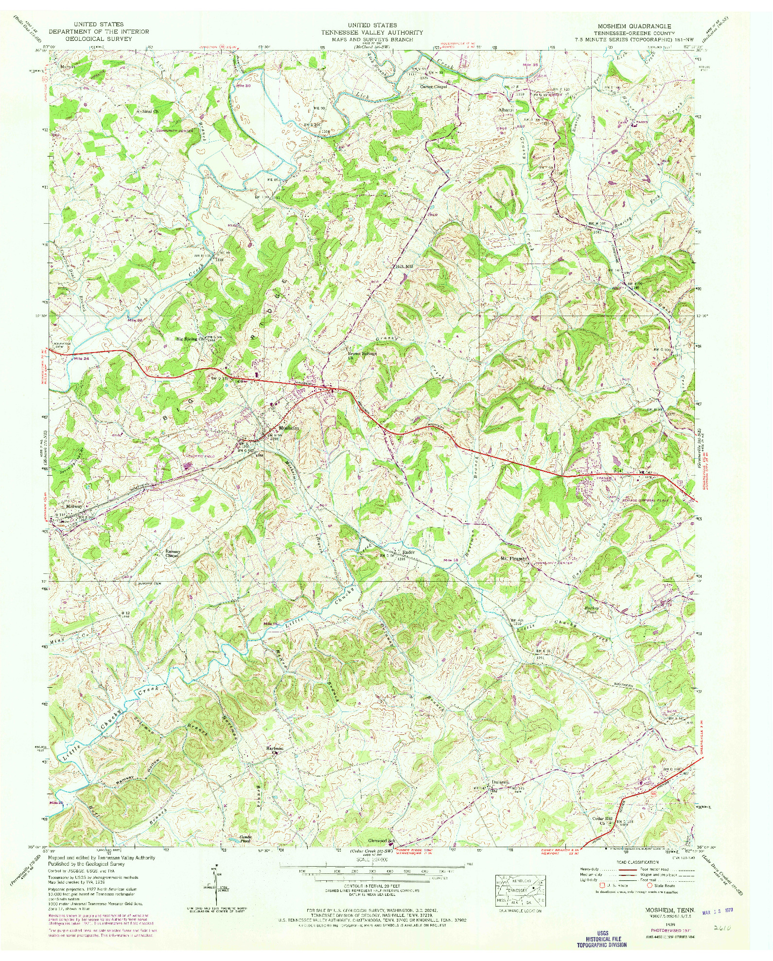 USGS 1:24000-SCALE QUADRANGLE FOR MOSHEIM, TN 1939