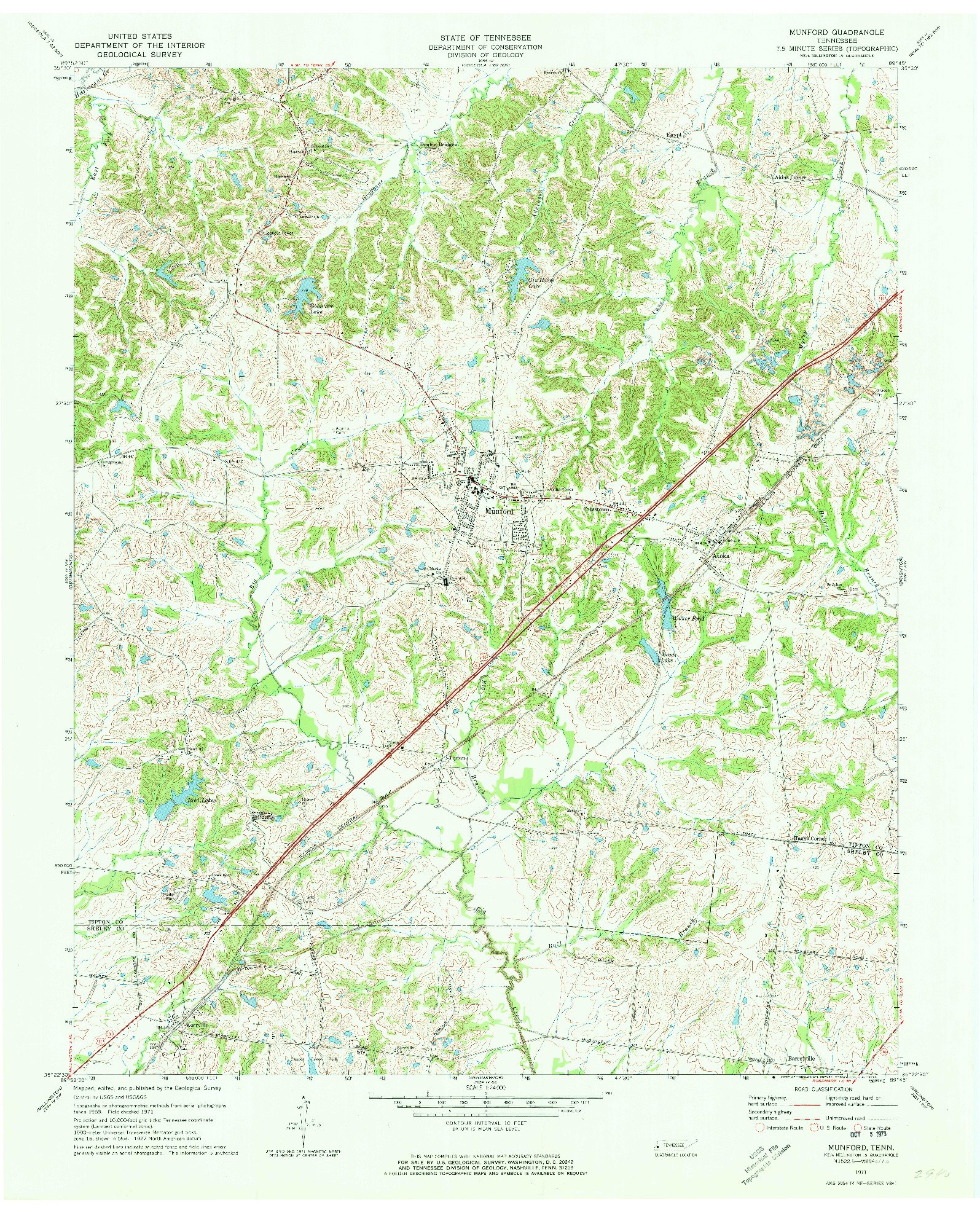 USGS 1:24000-SCALE QUADRANGLE FOR MUNFORD, TN 1971