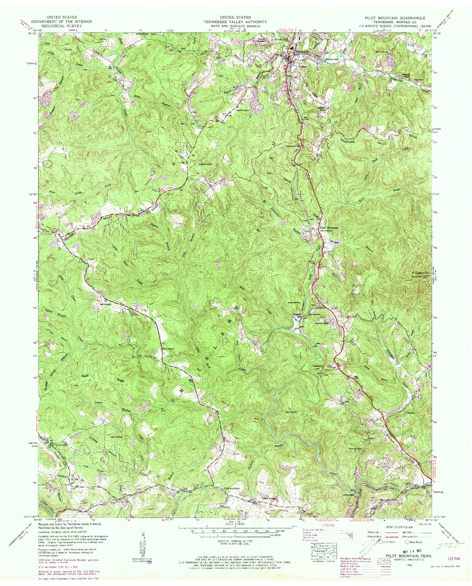 USGS 1:24000-SCALE QUADRANGLE FOR PILOT MOUNTAIN, TN 1952