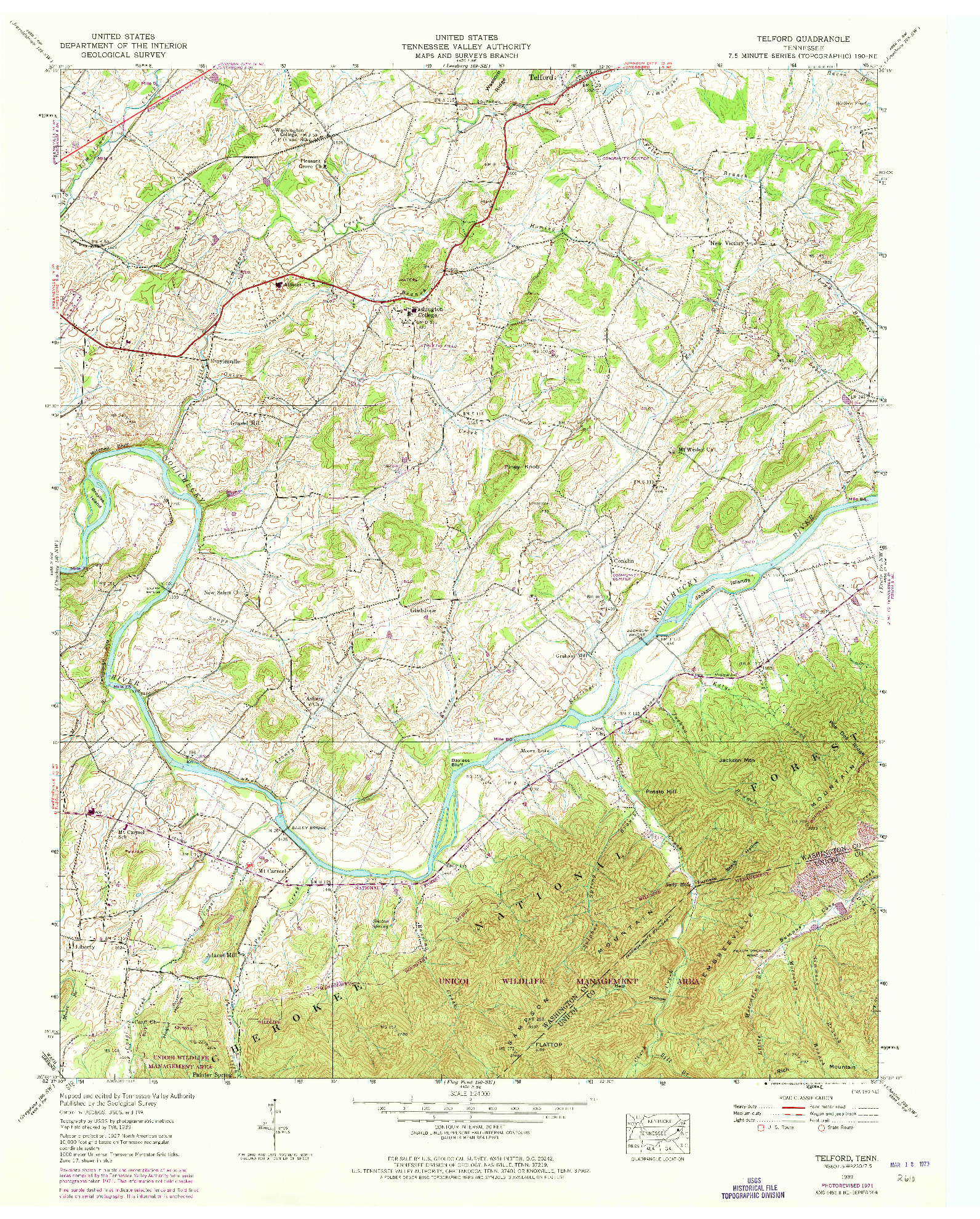 USGS 1:24000-SCALE QUADRANGLE FOR TELFORD, TN 1939