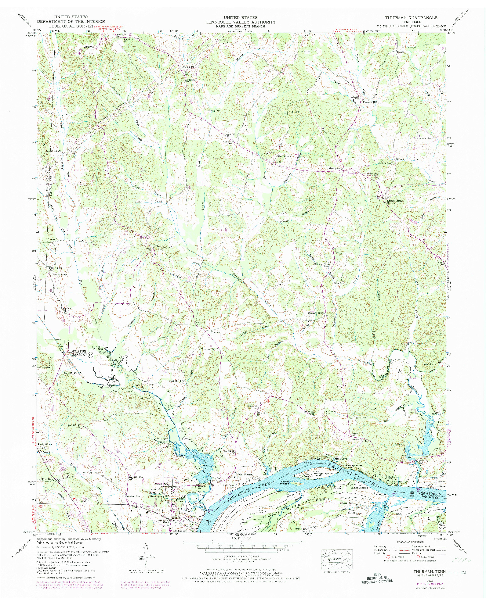 USGS 1:24000-SCALE QUADRANGLE FOR THURMAN, TN 1949