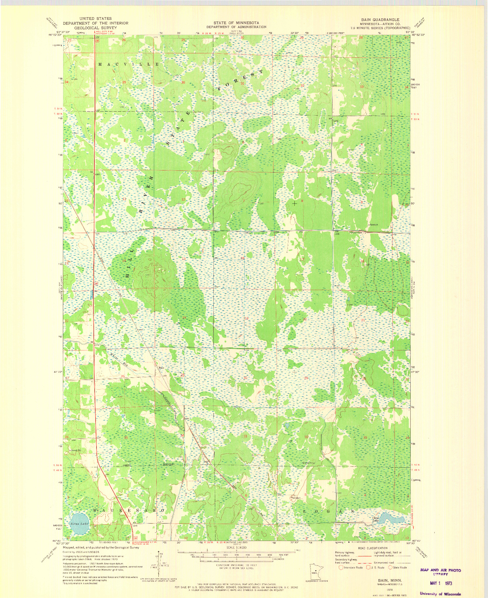 USGS 1:24000-SCALE QUADRANGLE FOR BAIN, MN 1970