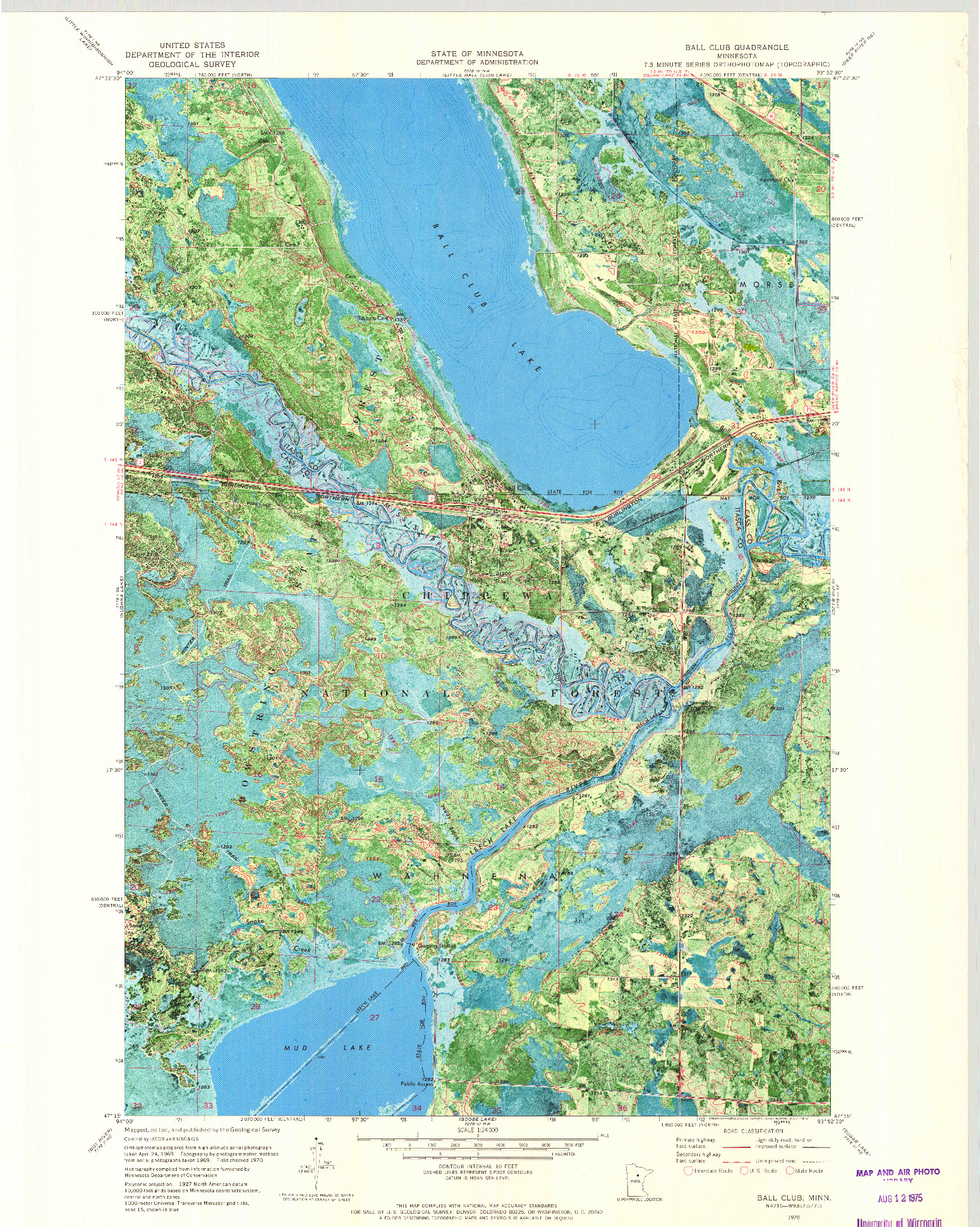 USGS 1:24000-SCALE QUADRANGLE FOR BALL CLUB, MN 1970