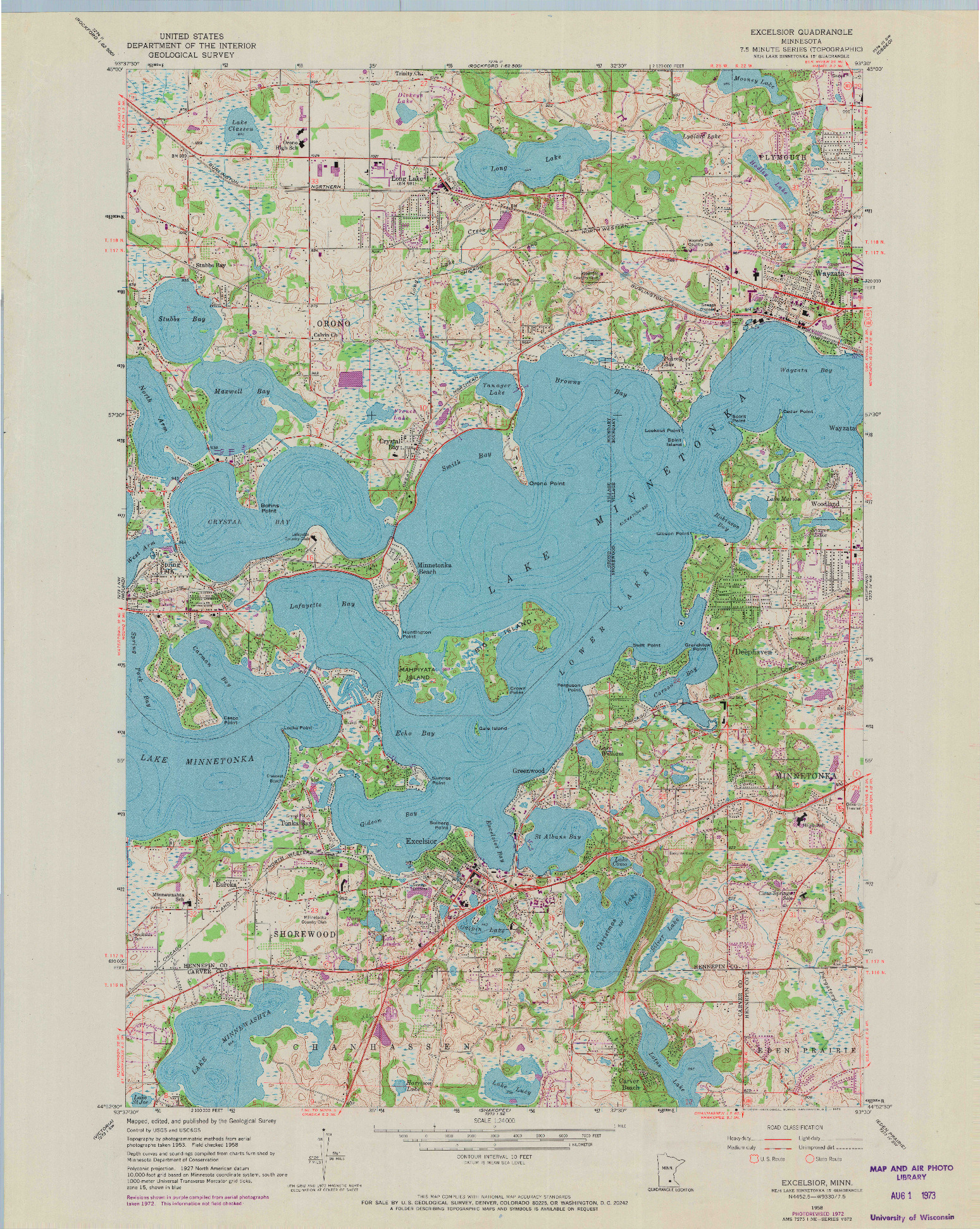 USGS 1:24000-SCALE QUADRANGLE FOR EXCELSIOR, MN 1958