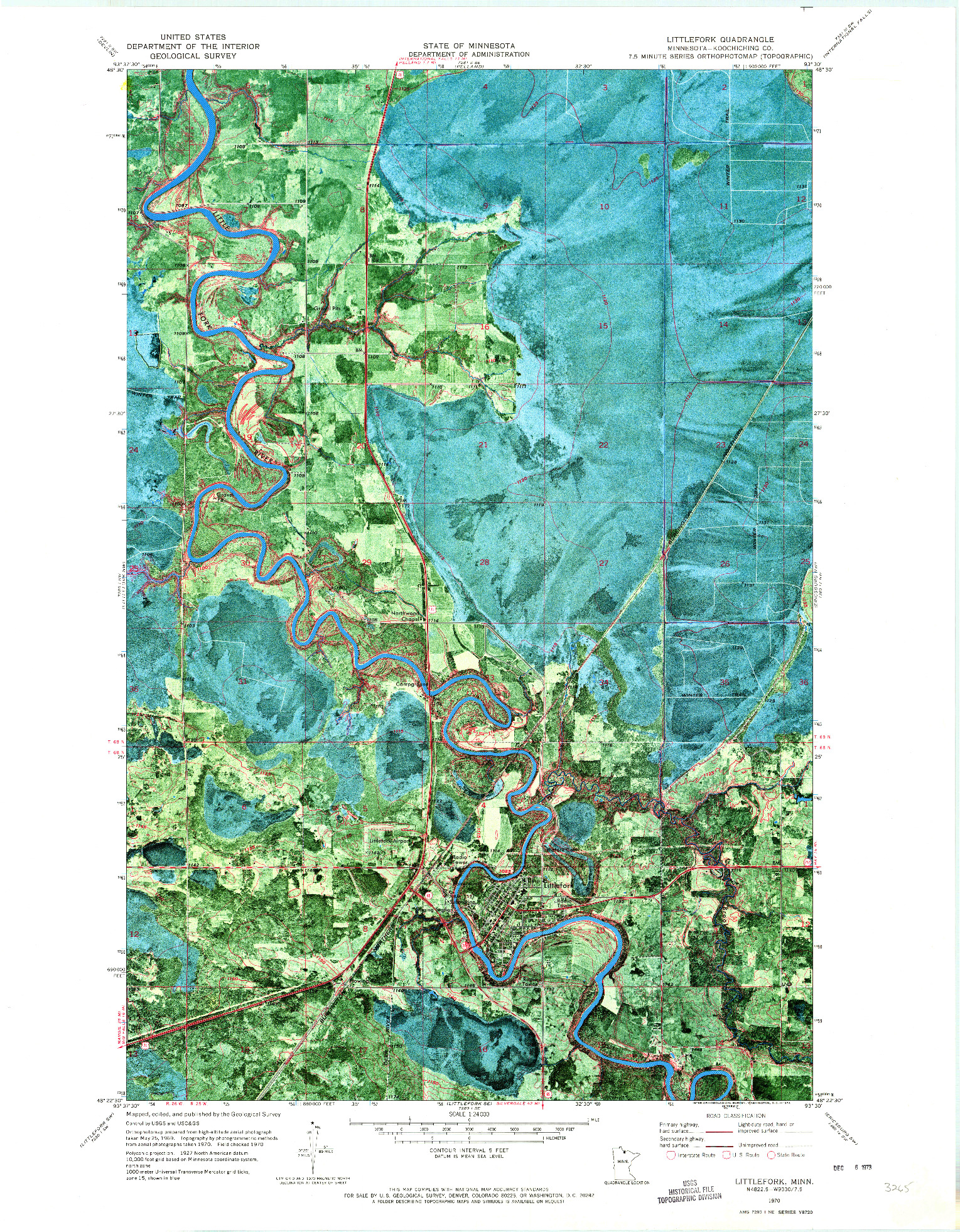 USGS 1:24000-SCALE QUADRANGLE FOR LITTLEFORK, MN 1970