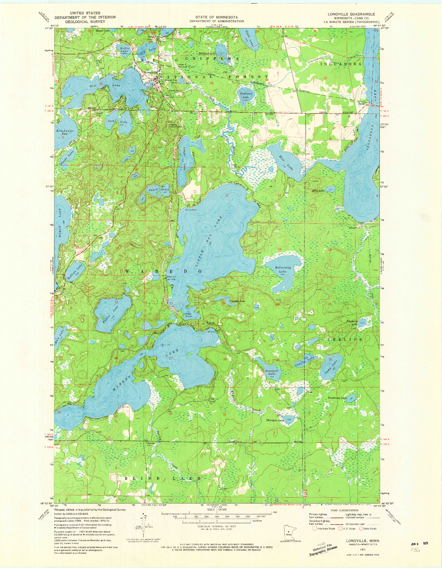 USGS 1:24000-SCALE QUADRANGLE FOR LONGVILLE, MN 1971