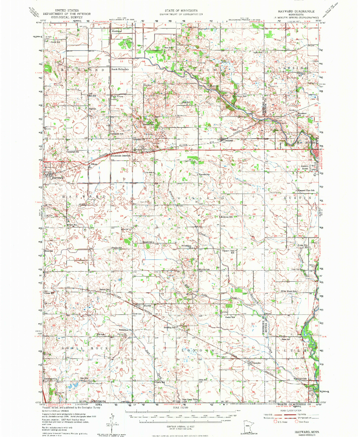 USGS 1:62500-SCALE QUADRANGLE FOR HAYWARD, MN 1954