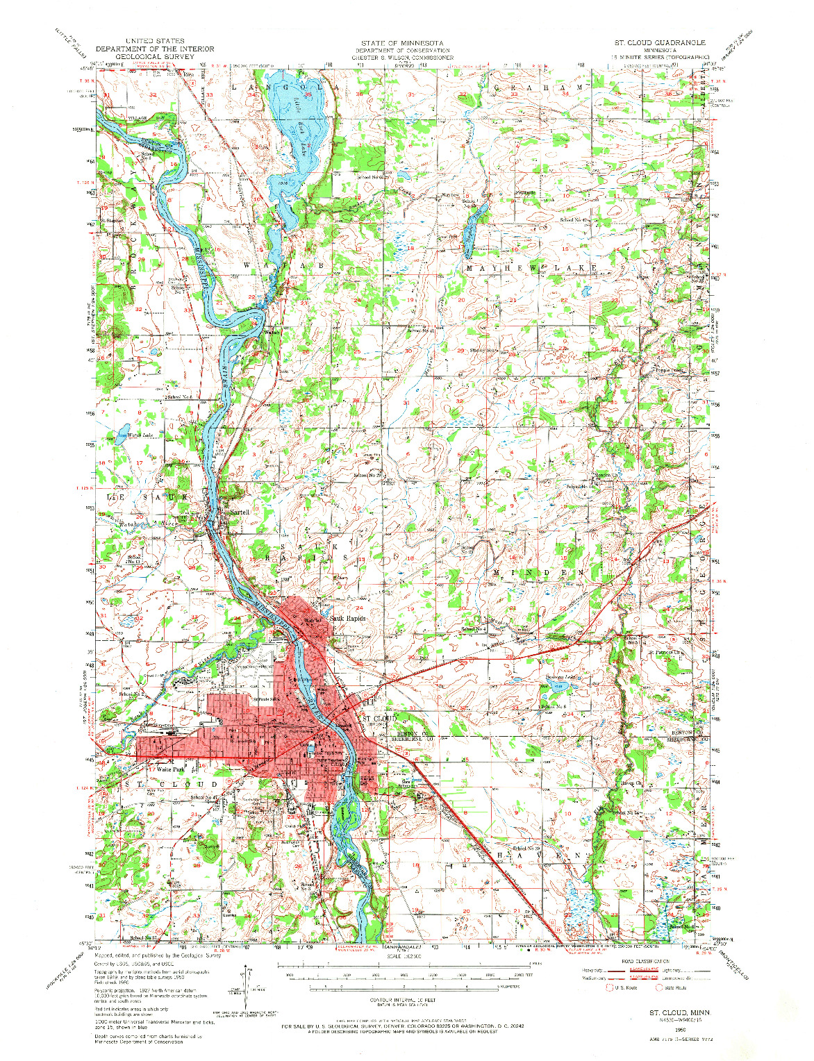 USGS 1:62500-SCALE QUADRANGLE FOR ST. CLOUD, MN 1950