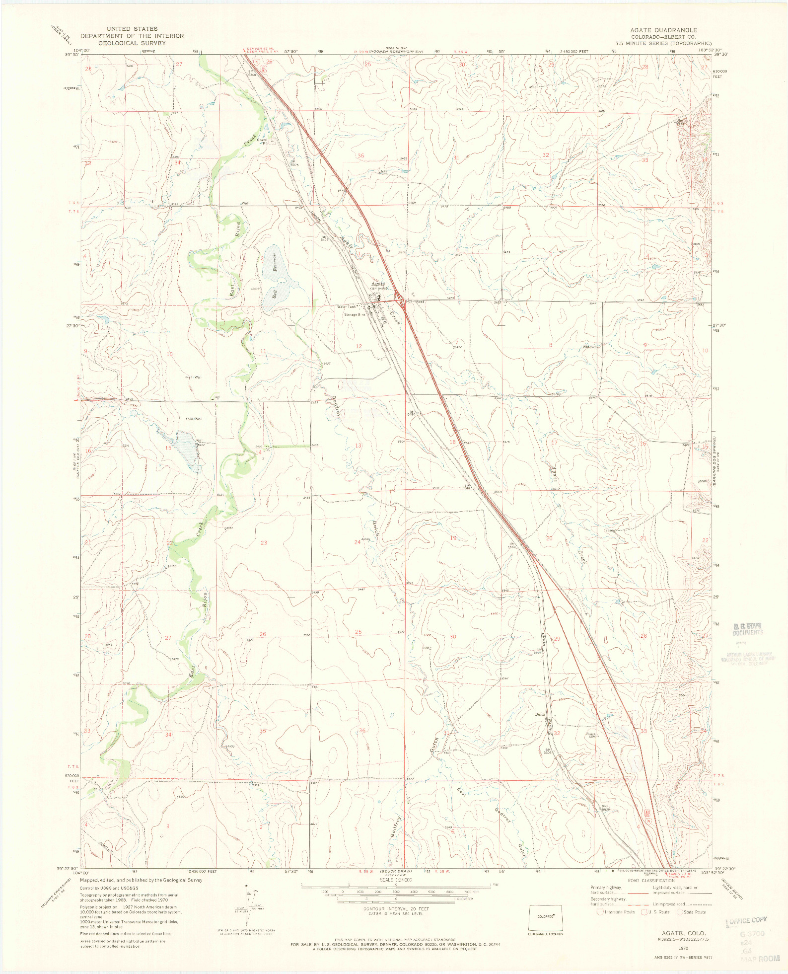 USGS 1:24000-SCALE QUADRANGLE FOR AGATE, CO 1970