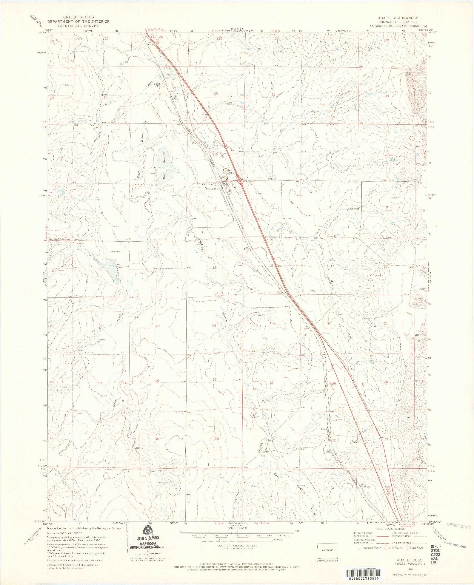 USGS 1:24000-SCALE QUADRANGLE FOR AGATE, CO 1970