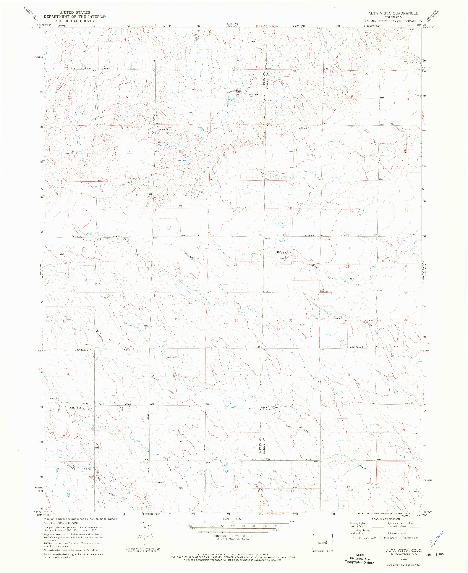 USGS 1:24000-SCALE QUADRANGLE FOR ALTA VISTA, CO 1970
