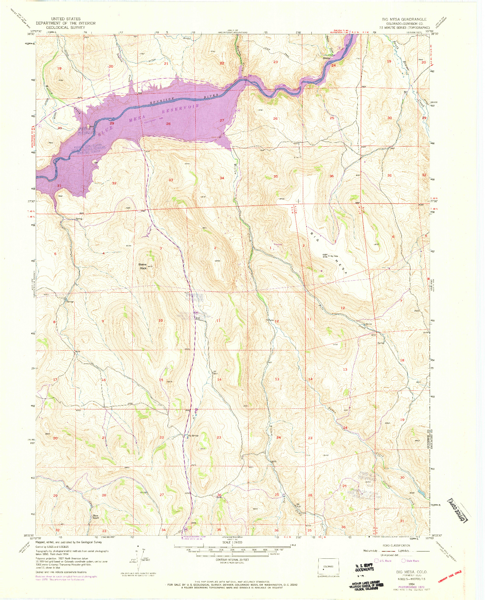 USGS 1:24000-SCALE QUADRANGLE FOR BIG MESA, CO 1954