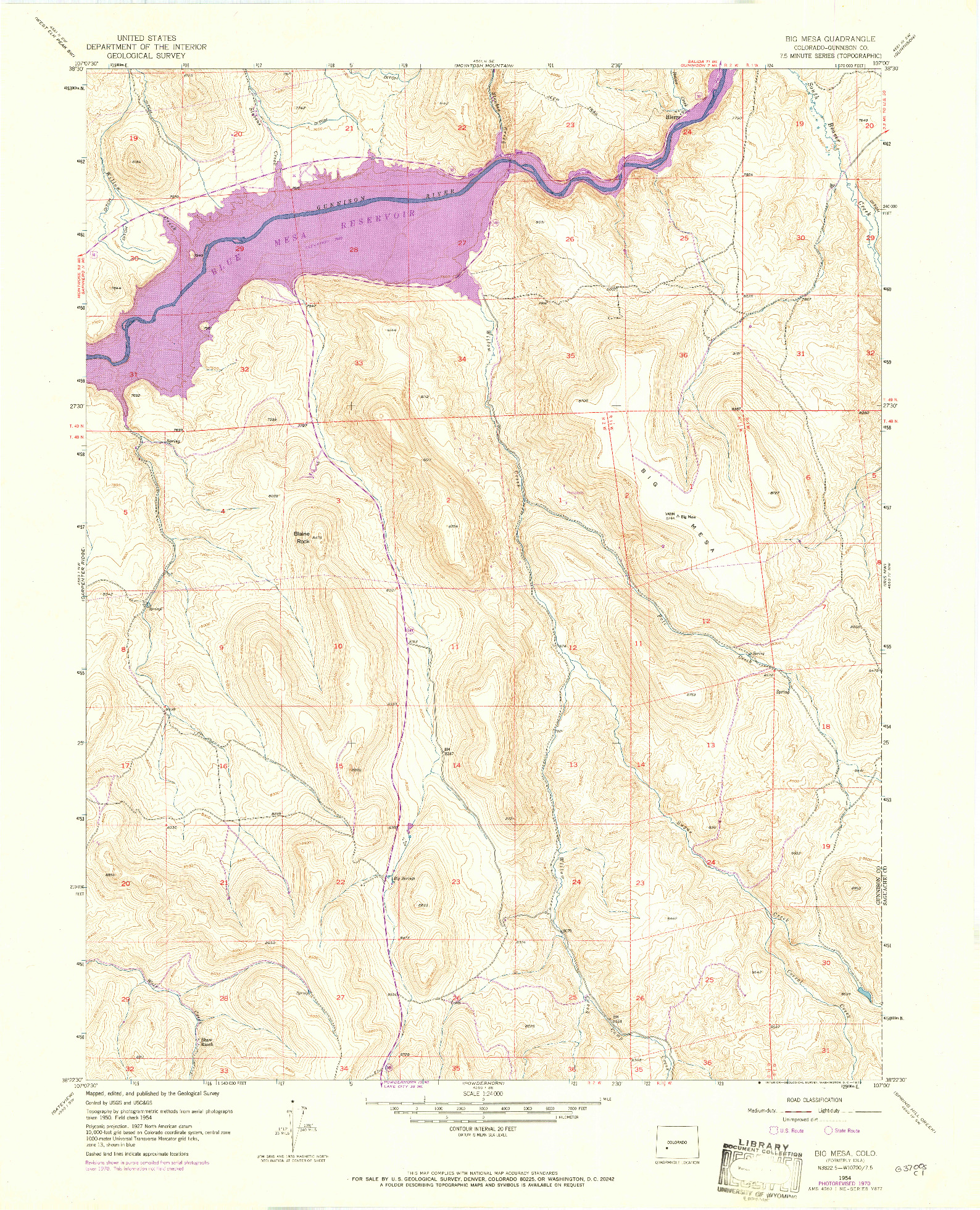 USGS 1:24000-SCALE QUADRANGLE FOR BIG MESA, CO 1954