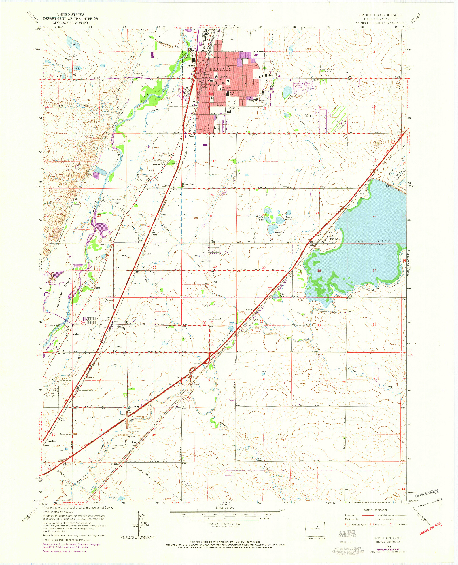 USGS 1:24000-SCALE QUADRANGLE FOR BRIGHTON, CO 1965