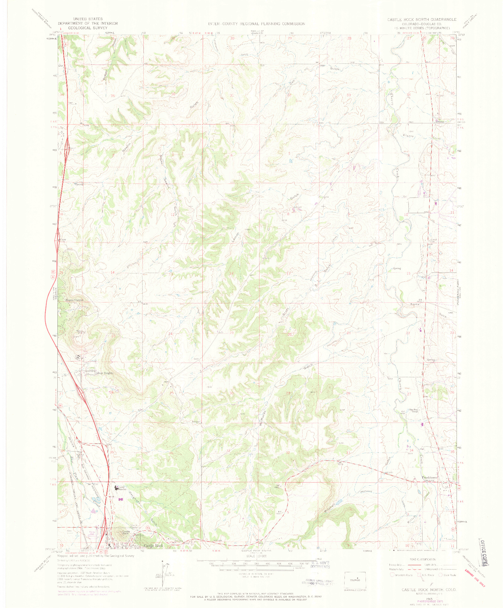 USGS 1:24000-SCALE QUADRANGLE FOR CASTLE ROCK NORTH, CO 1965