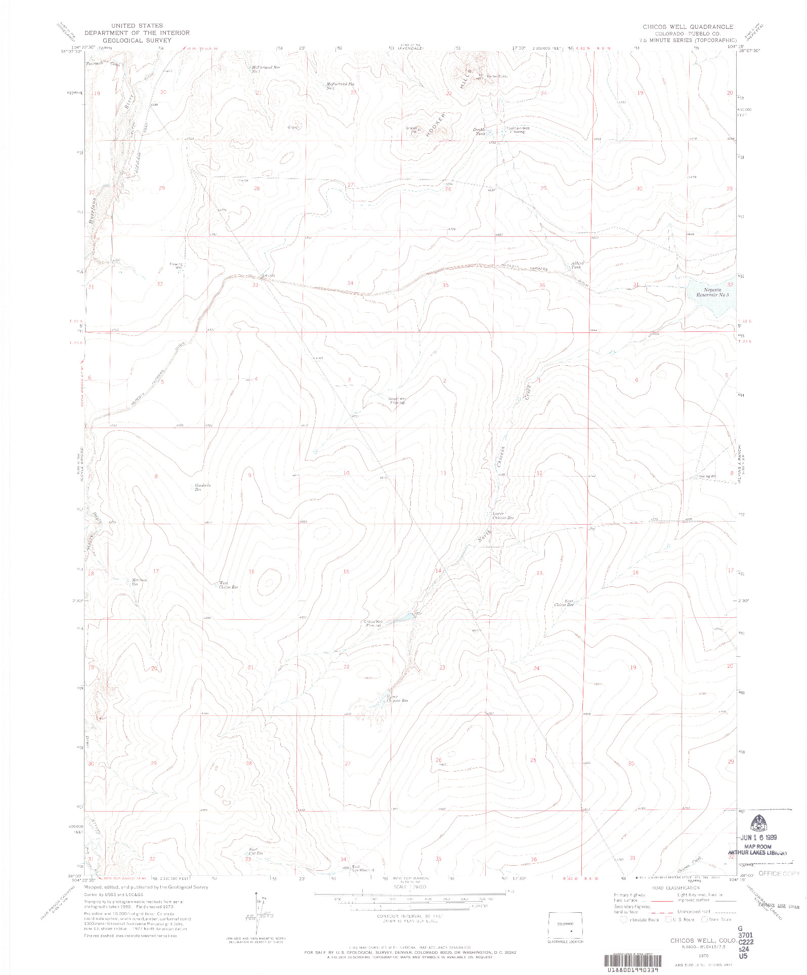 USGS 1:24000-SCALE QUADRANGLE FOR CHICOS WELL, CO 1970