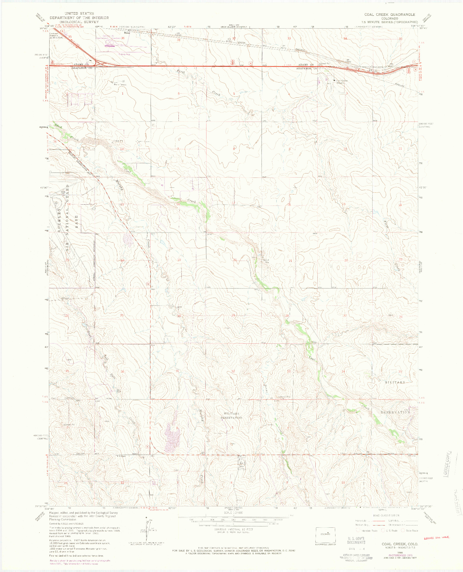 USGS 1:24000-SCALE QUADRANGLE FOR COAL CREEK, CO 1966