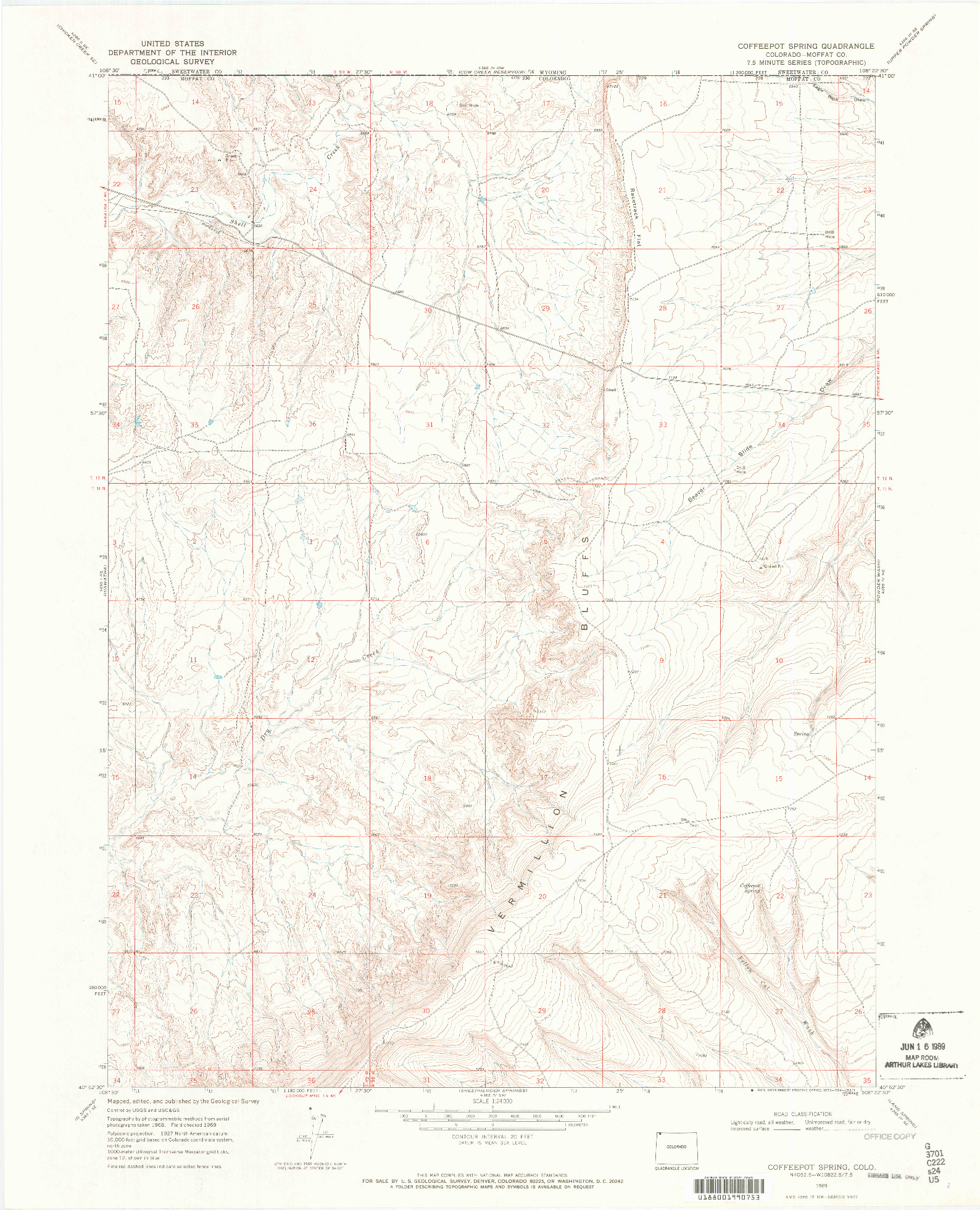 USGS 1:24000-SCALE QUADRANGLE FOR COFFEEPOT SPRING, CO 1969