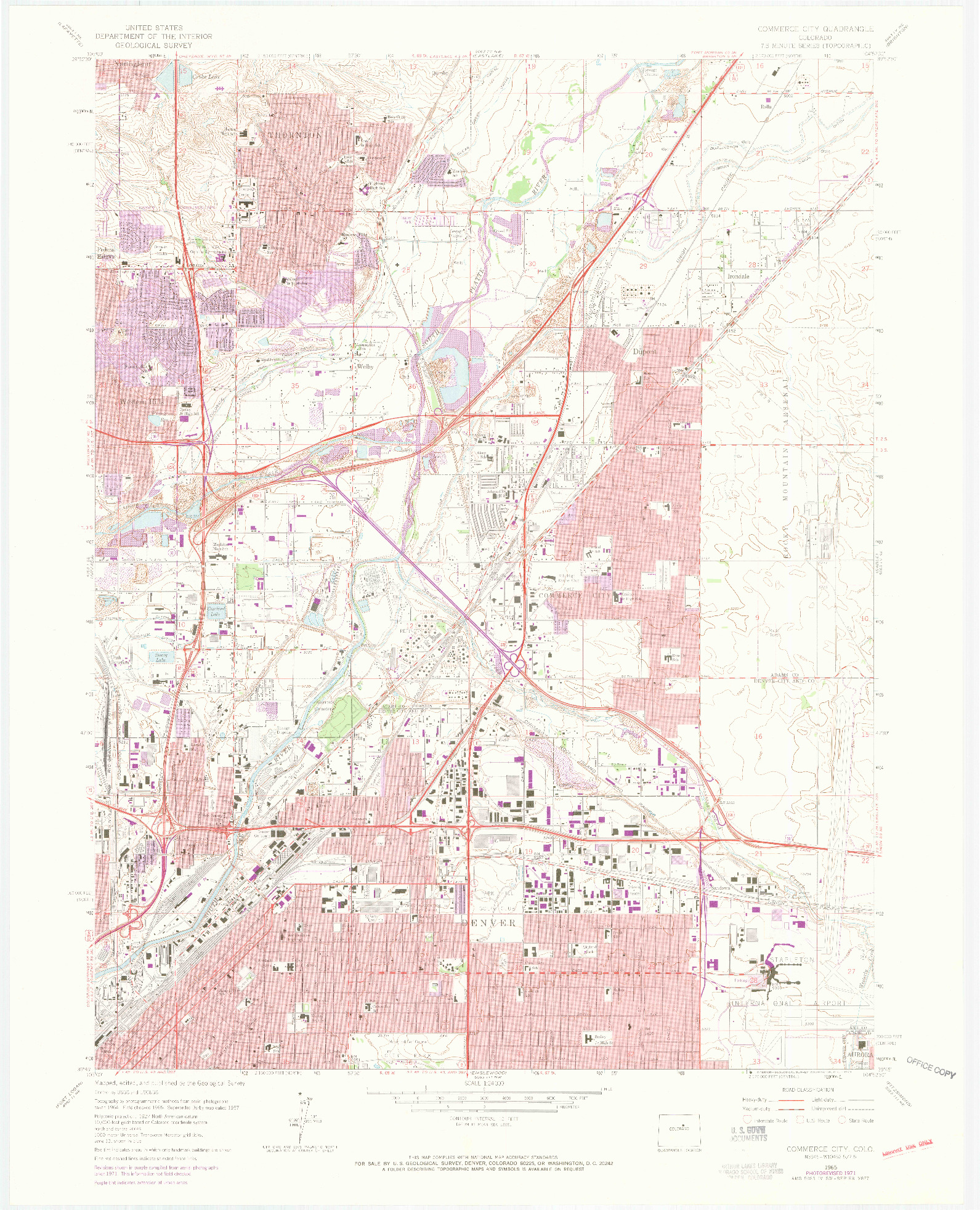 USGS 1:24000-SCALE QUADRANGLE FOR COMMERCE CITY, CO 1965