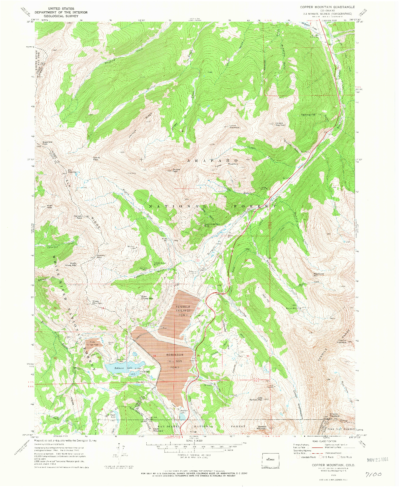 USGS 1:24000-SCALE QUADRANGLE FOR COPPER MOUNTAIN, CO 1970