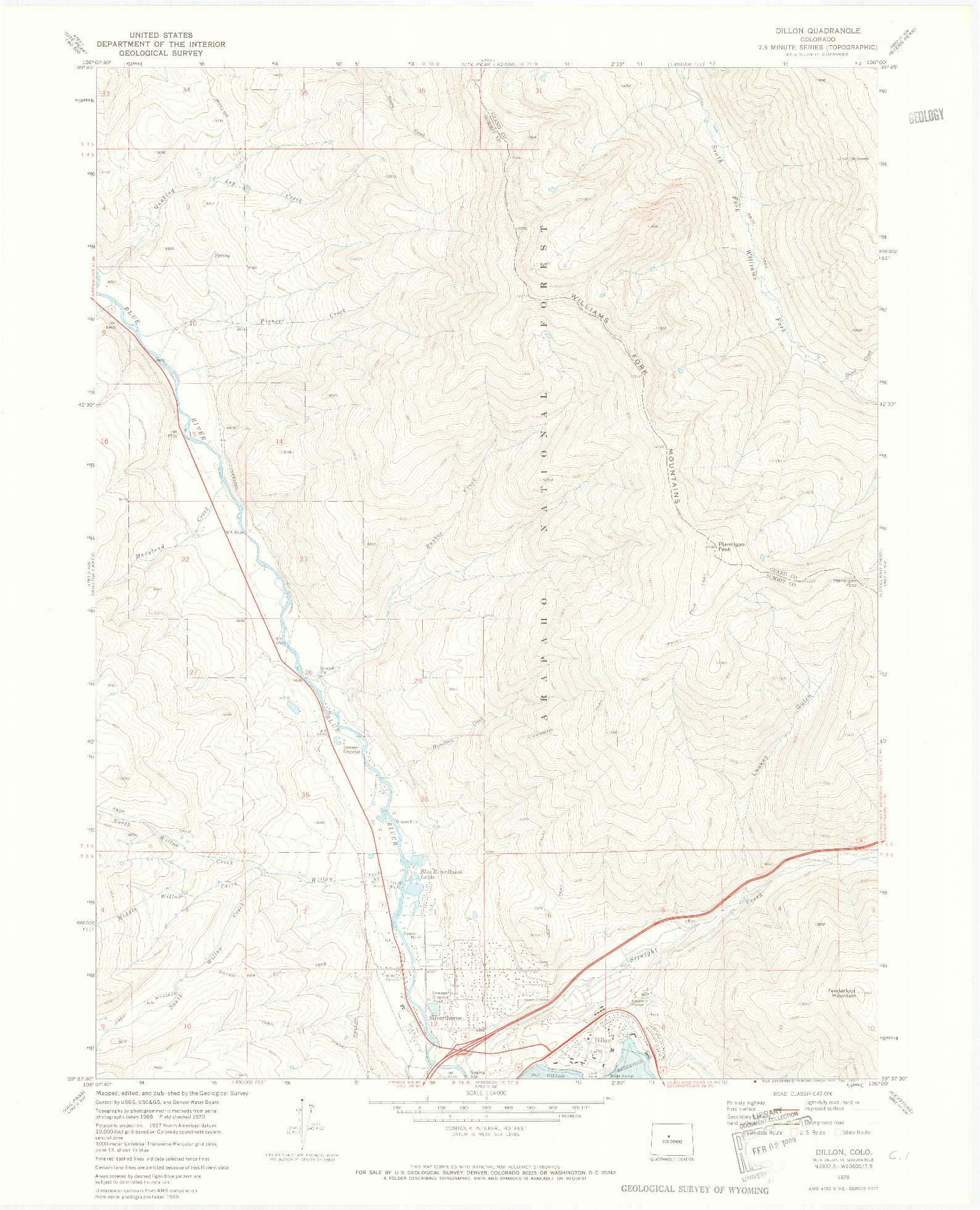 USGS 1:24000-SCALE QUADRANGLE FOR DILLON, CO 1970