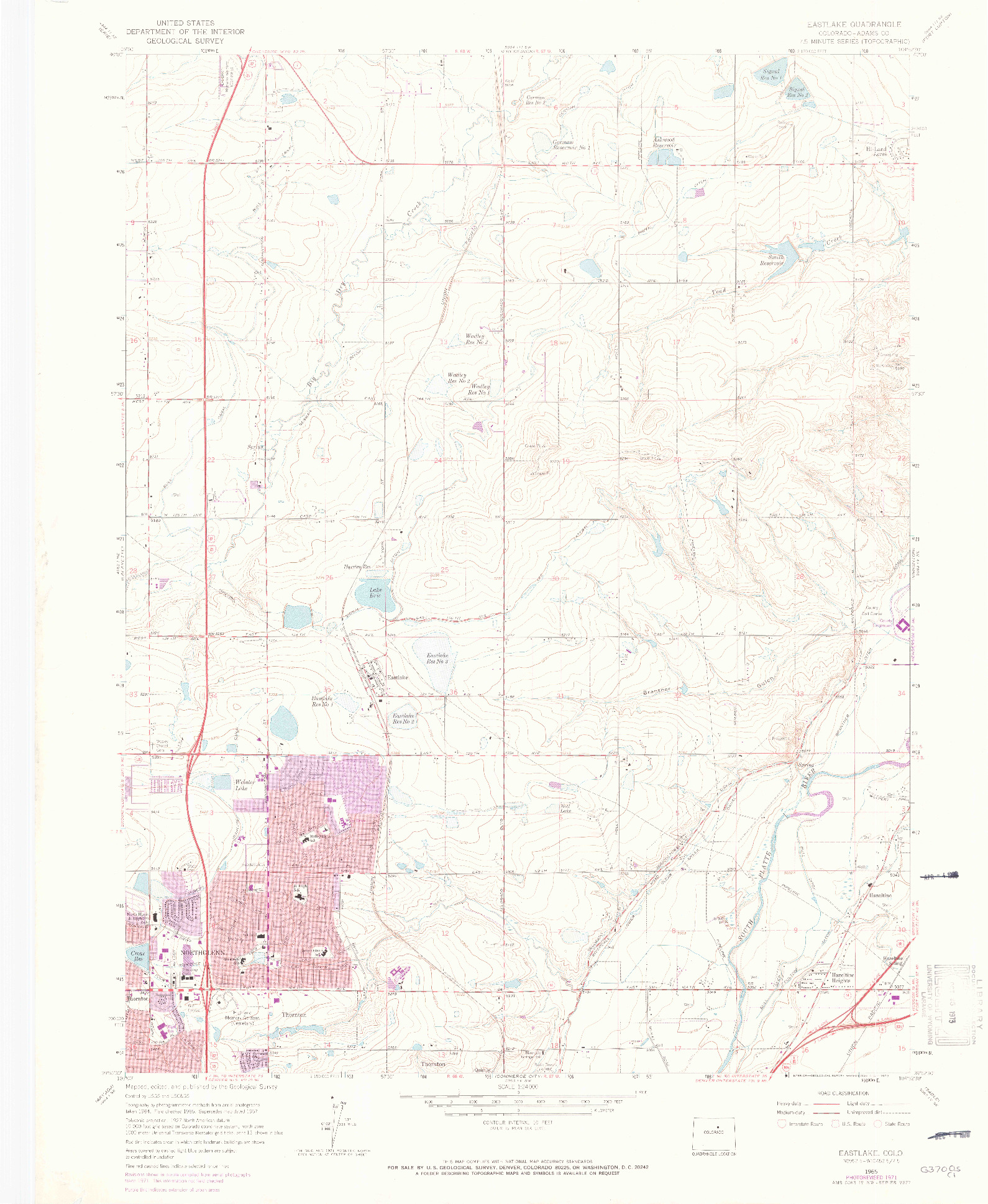 USGS 1:24000-SCALE QUADRANGLE FOR EASTLAKE, CO 1965