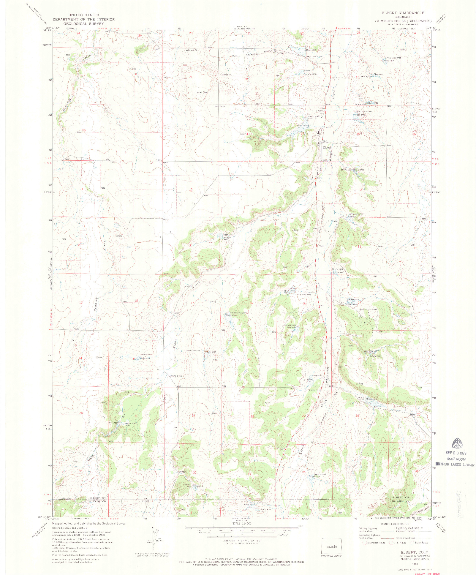 USGS 1:24000-SCALE QUADRANGLE FOR ELBERT, CO 1970