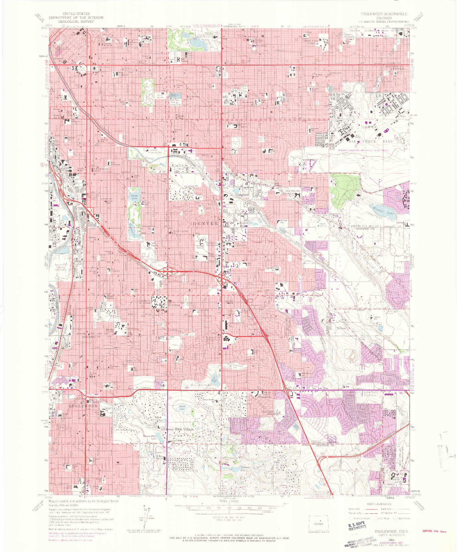 USGS 1:24000-SCALE QUADRANGLE FOR ENGLEWOOD, CO 1965